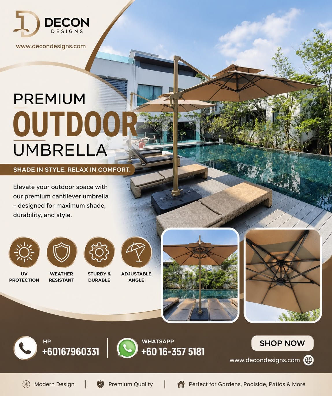  Premium Heavy-Duty Cantilever Umbrella – Shade in Style, Relax in Comfort