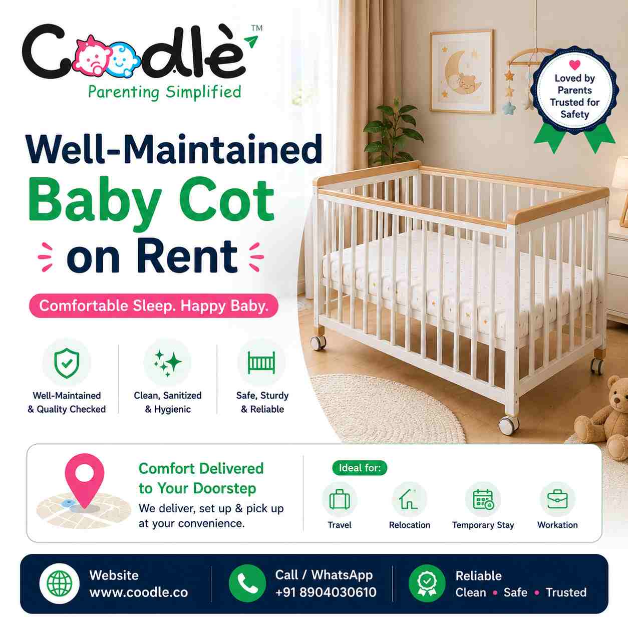  Well-Maintained Baby Cot on Rent
