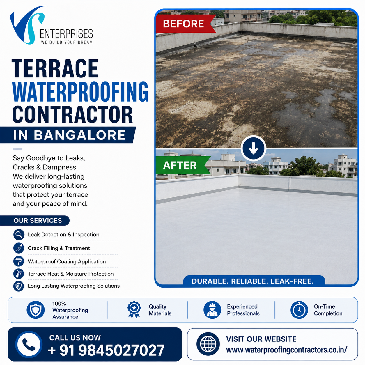  Terrace waterproofing contractors in Bangalore