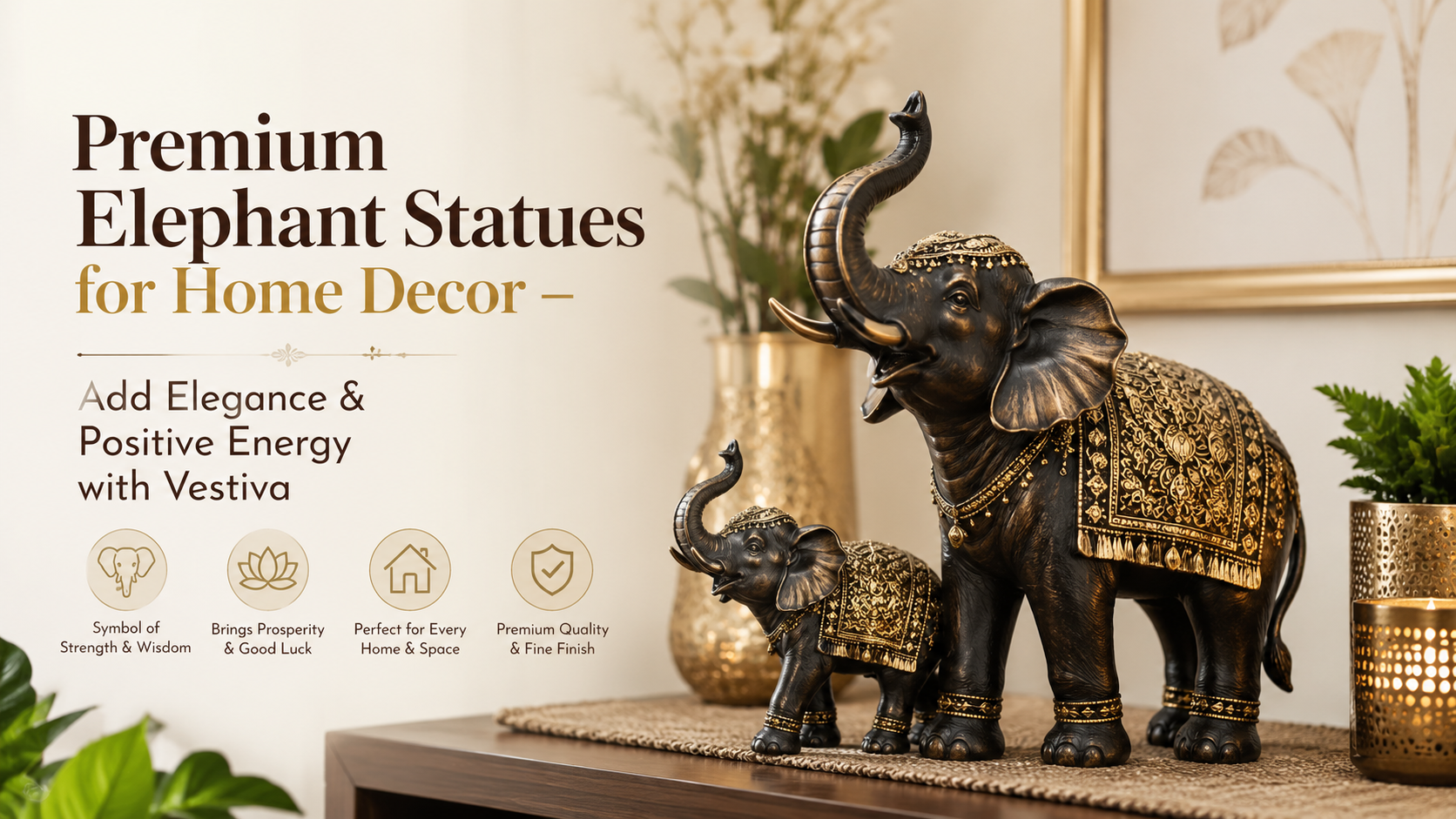  Premium Elephant Statues for Home Decor – Add Elegance & Positive Energy with Vestiva