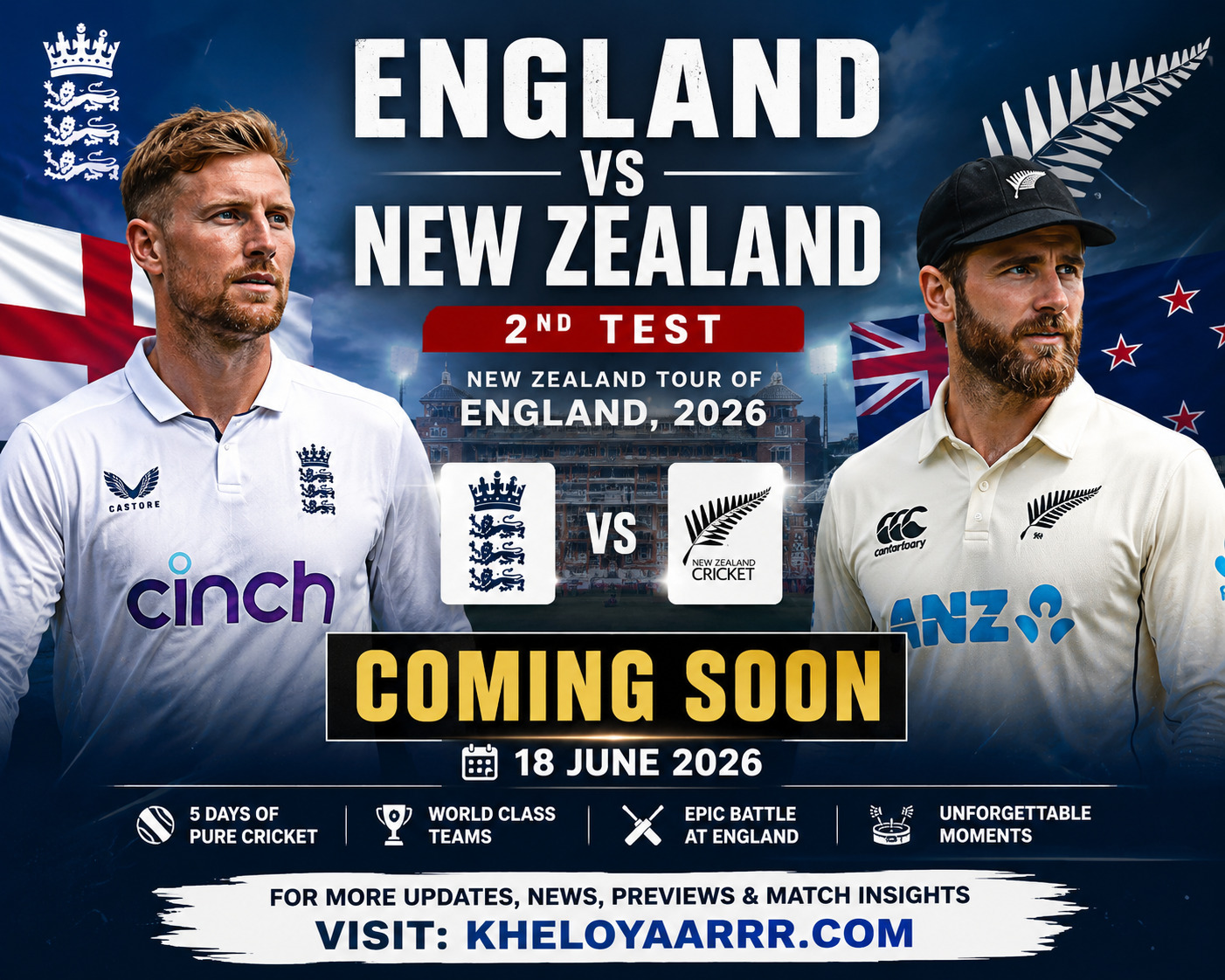  England vs New Zealand, 2nd Test, New Zealand Tour of England 2026 - Match Preview