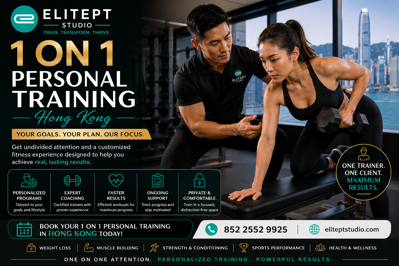  1 on 1 Personal Training Hong Kong | Achieve Faster Results with Elitept Studio