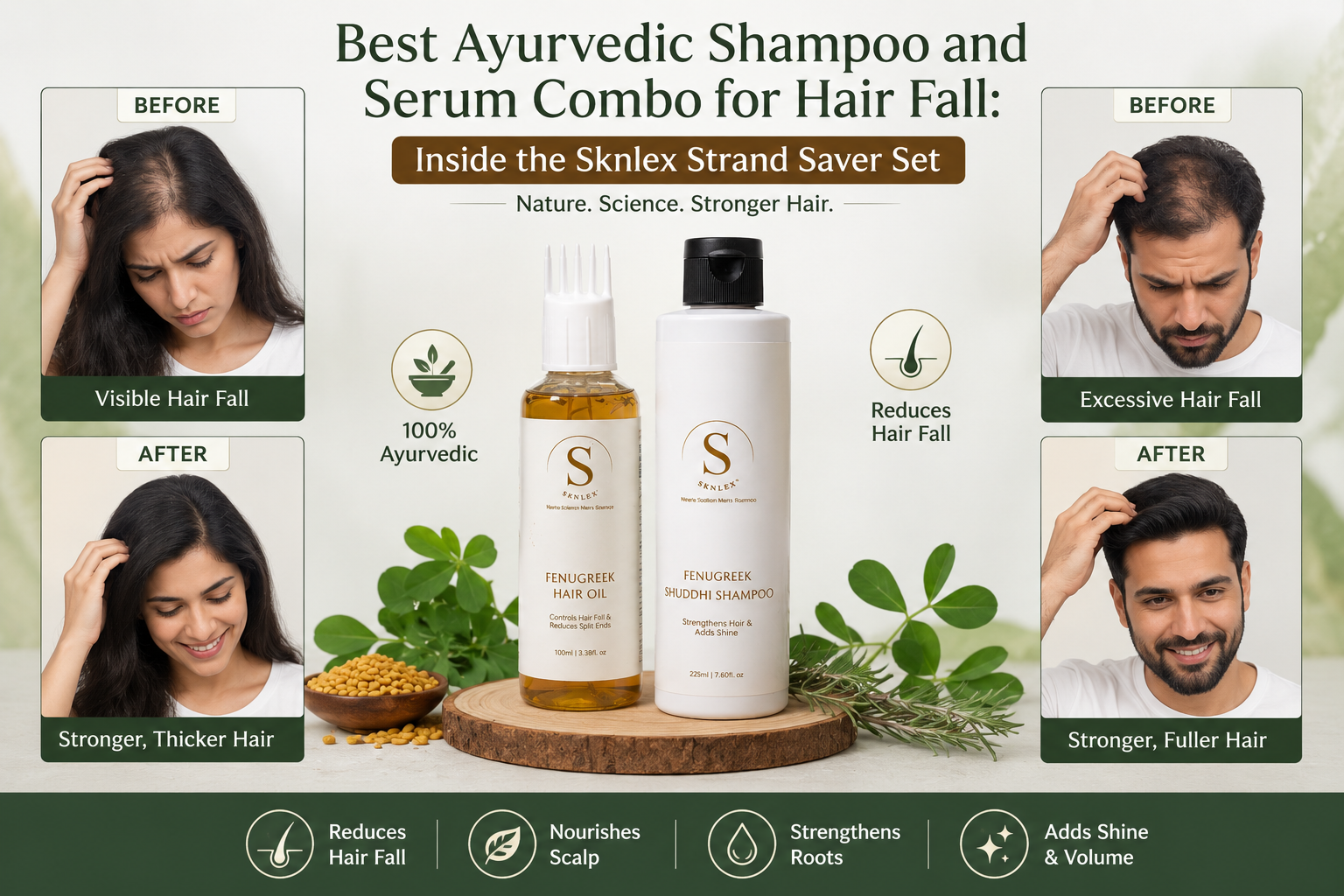 Buy Ayurvedic Shampoo and Serum Combo for Hair Fall.