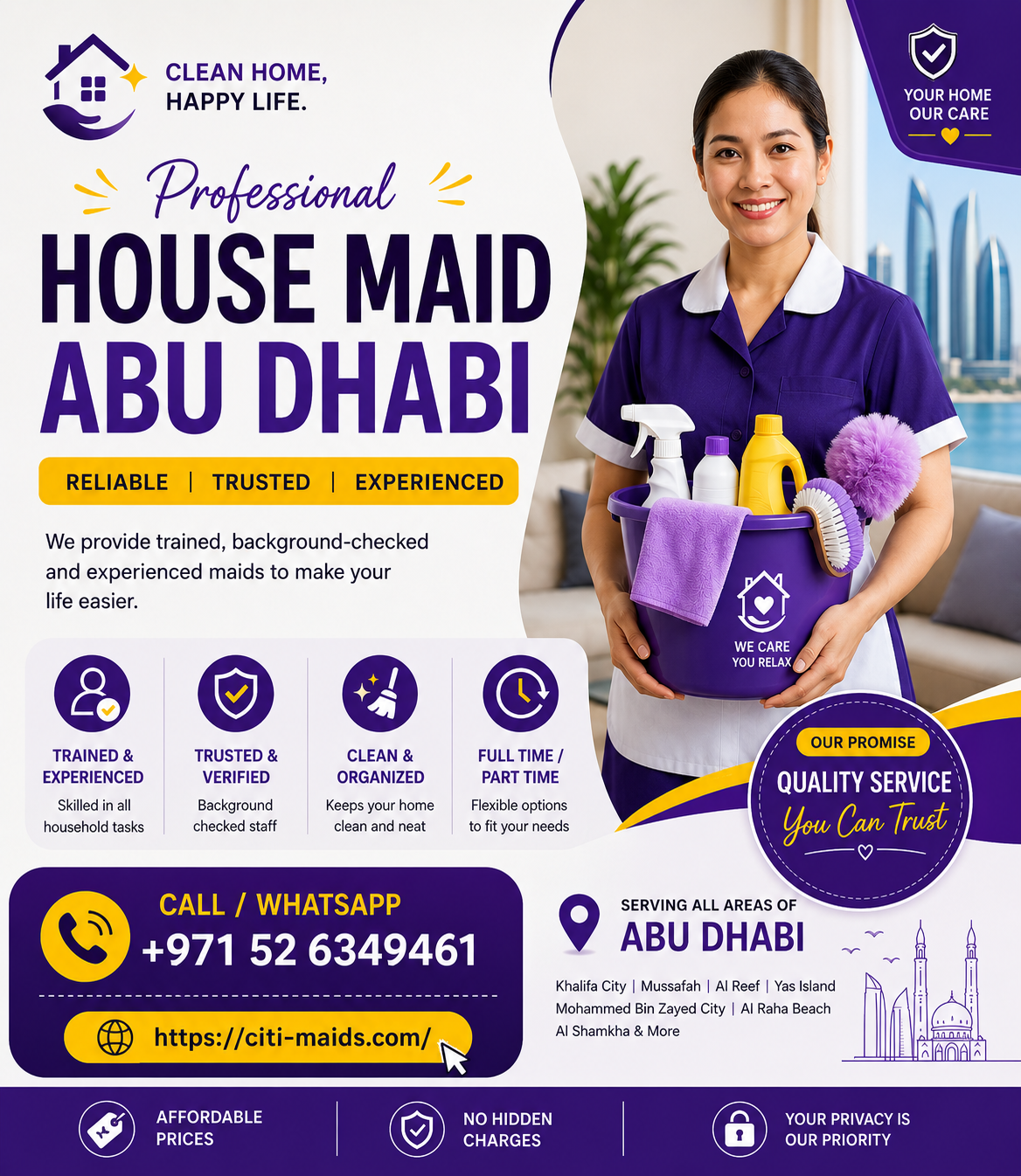  Maid Services Abu Dhabi | Professional House Maids & Cleaning Services