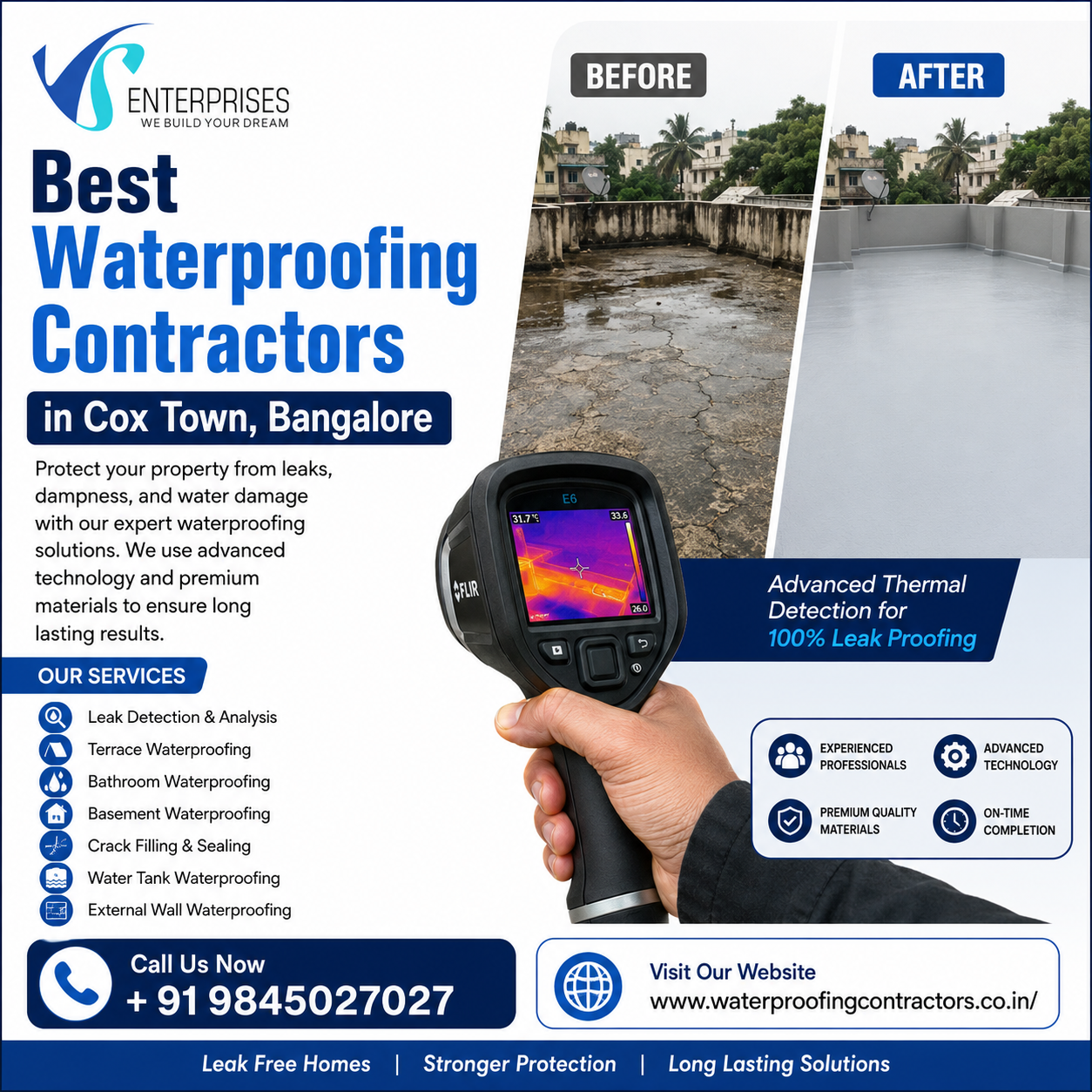  Best Waterproofing Contractors in Cox Town, Bangalore
