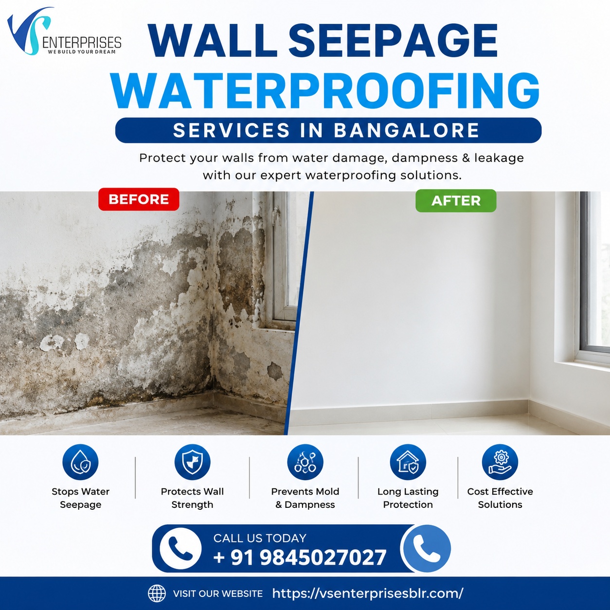 Wall Seepage Waterproofing Services in Bangalore