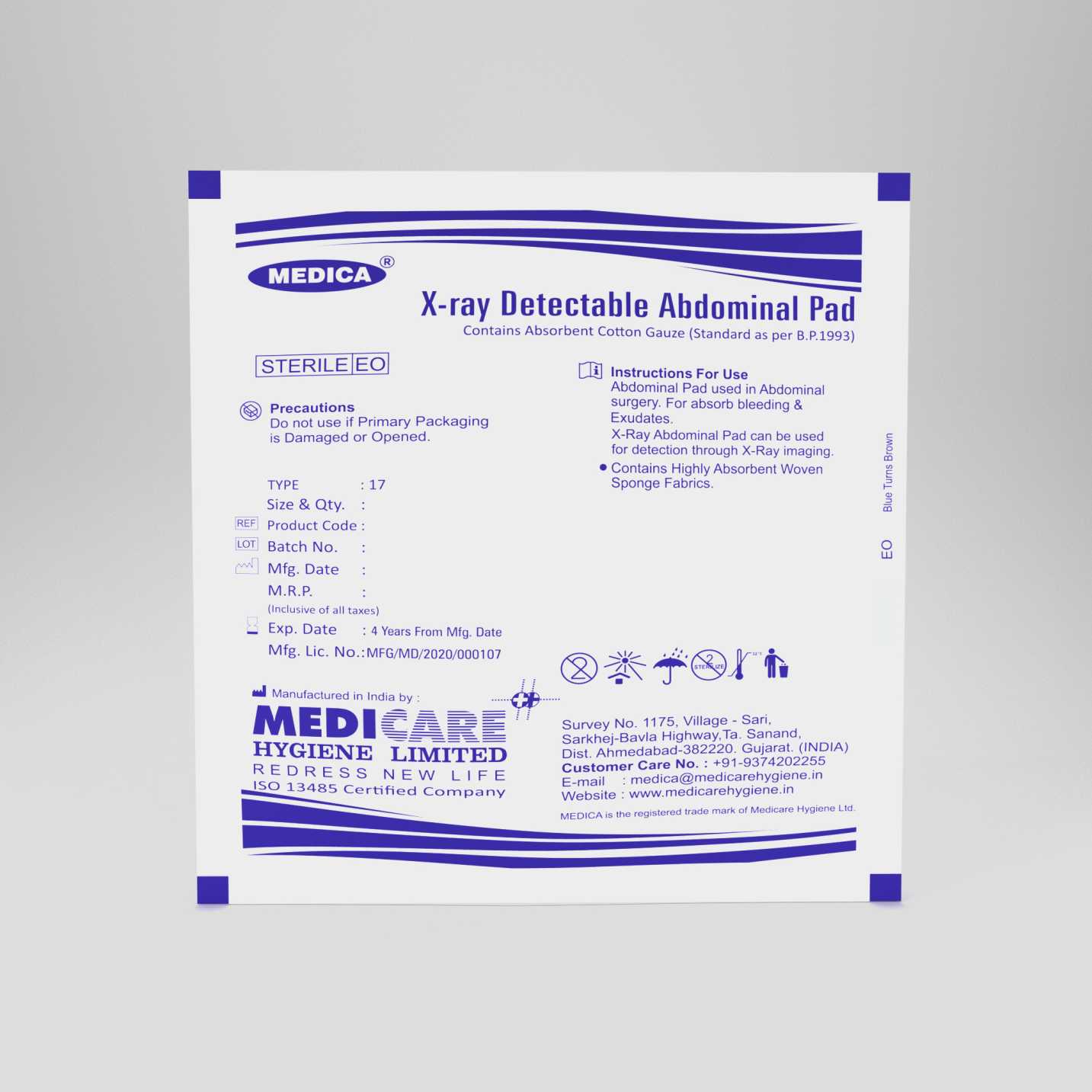  EO Sterile X-Ray Detectable Lap Sponge Manufacturer & Exporter India
