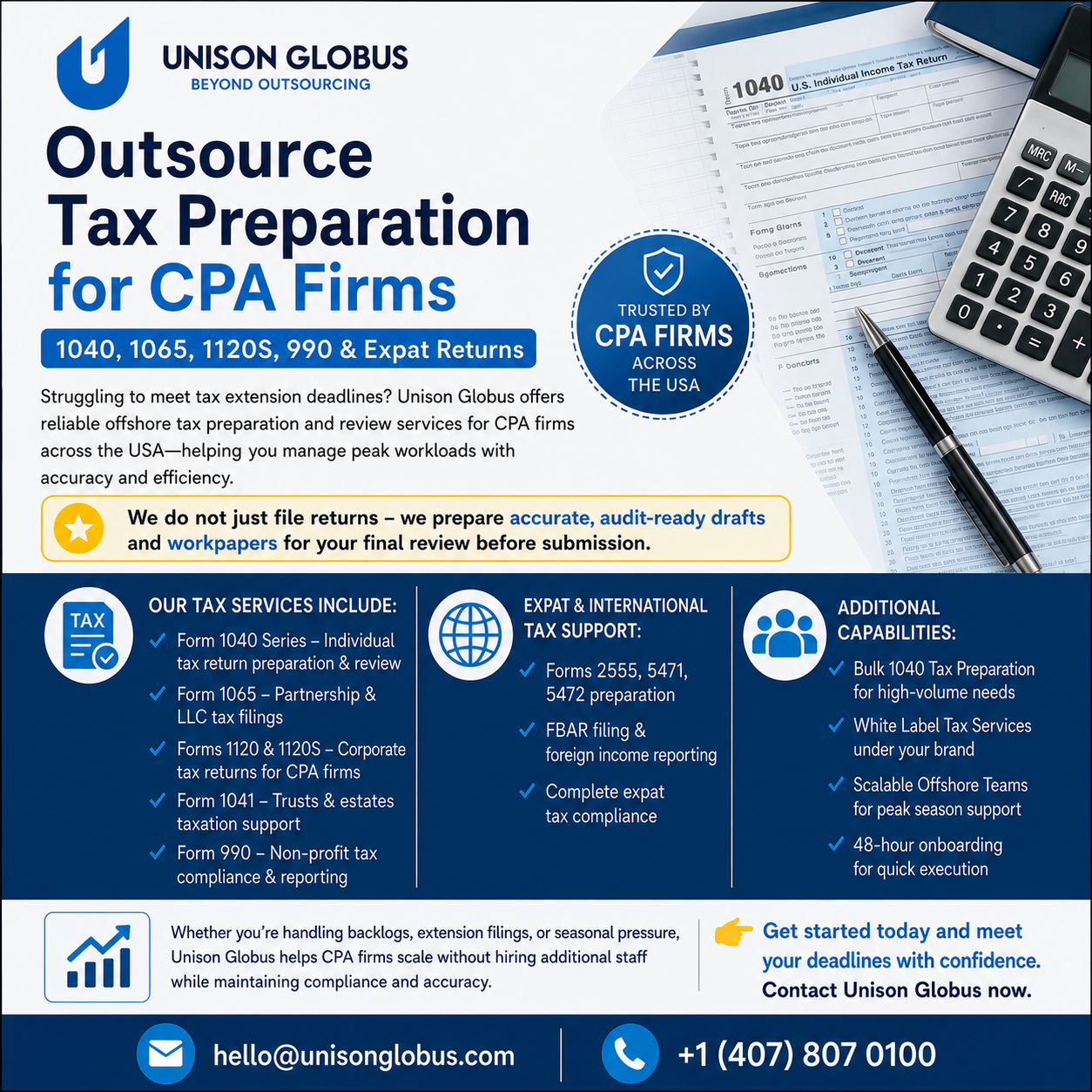  Outsource Tax Preparation for CPA Firms | 1040, 1065, 1120S, 990 & Expat Returns