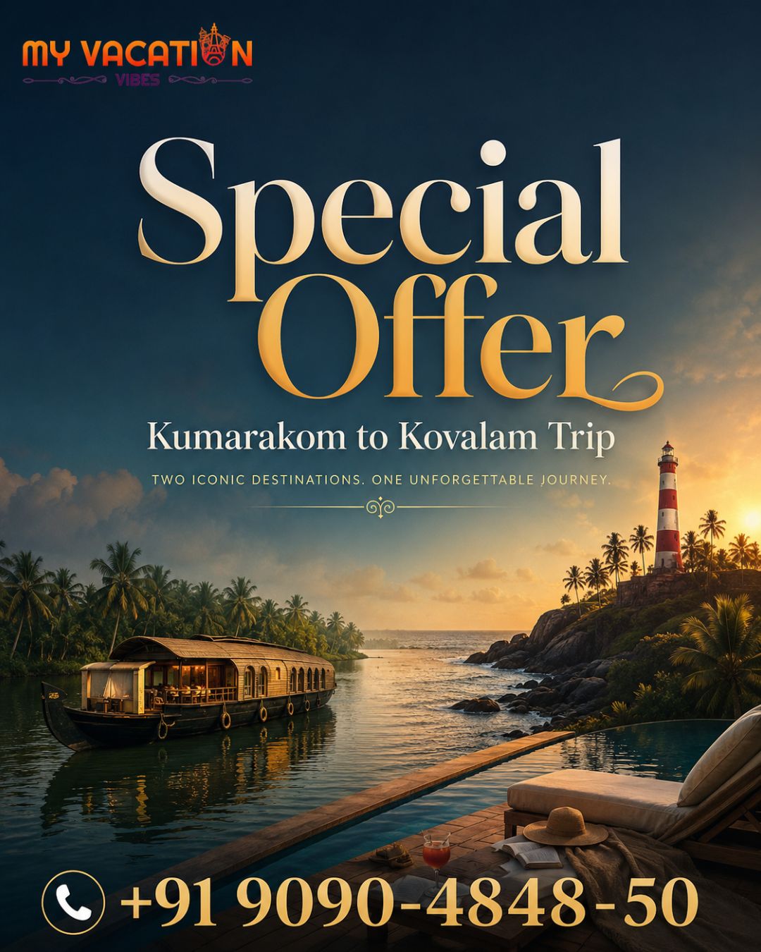  Special Offer Kumarakom to Kovalam Trip +91 9090-4848-50