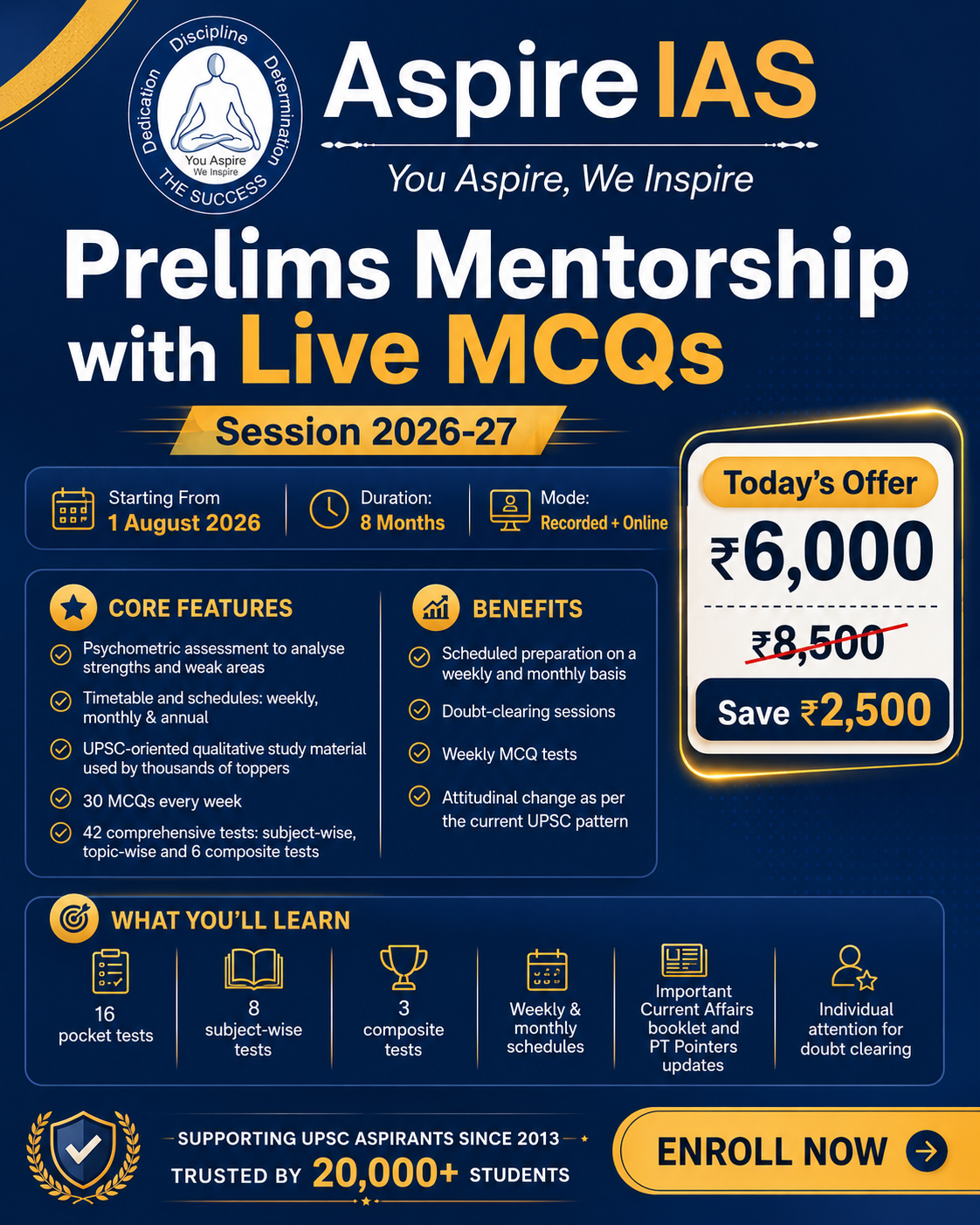  Prelims Mentorship with Live MCQs for UPSC Success