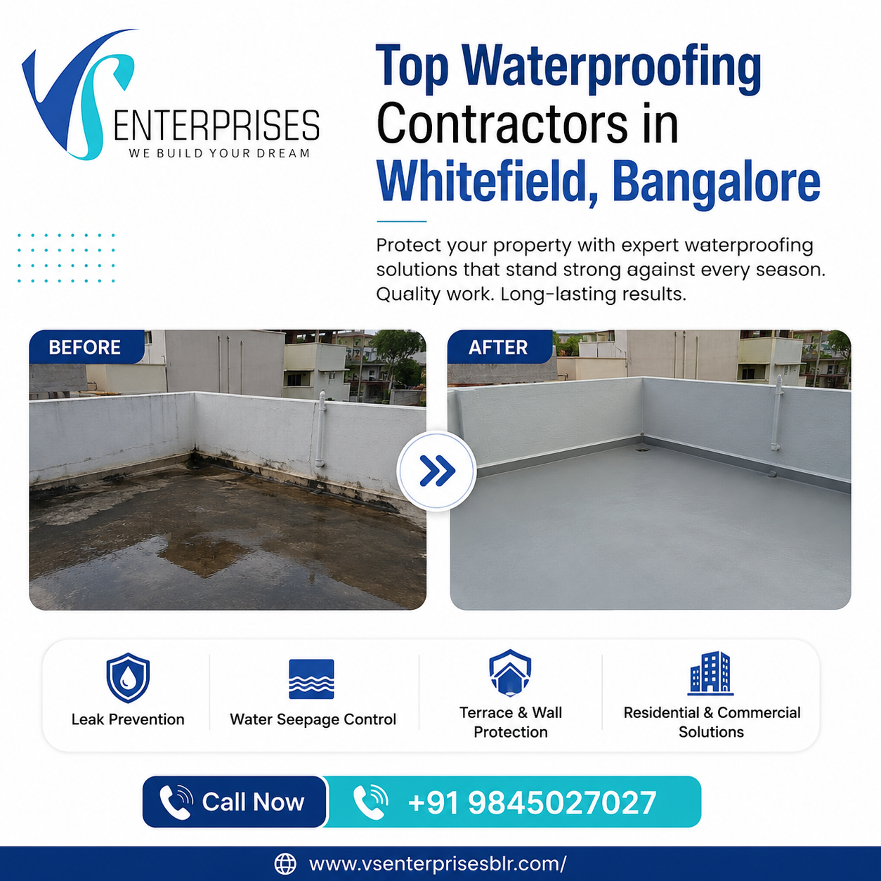  Top waterproofing contractors in Whitefield, Bangalore
