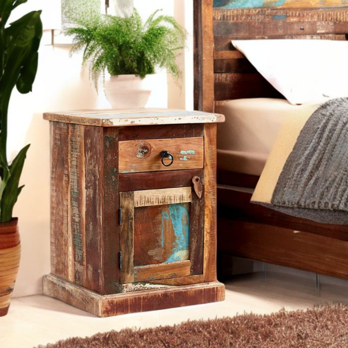  Reclaimed Boat Bedside Table | Wooden Bedside Table with Storage