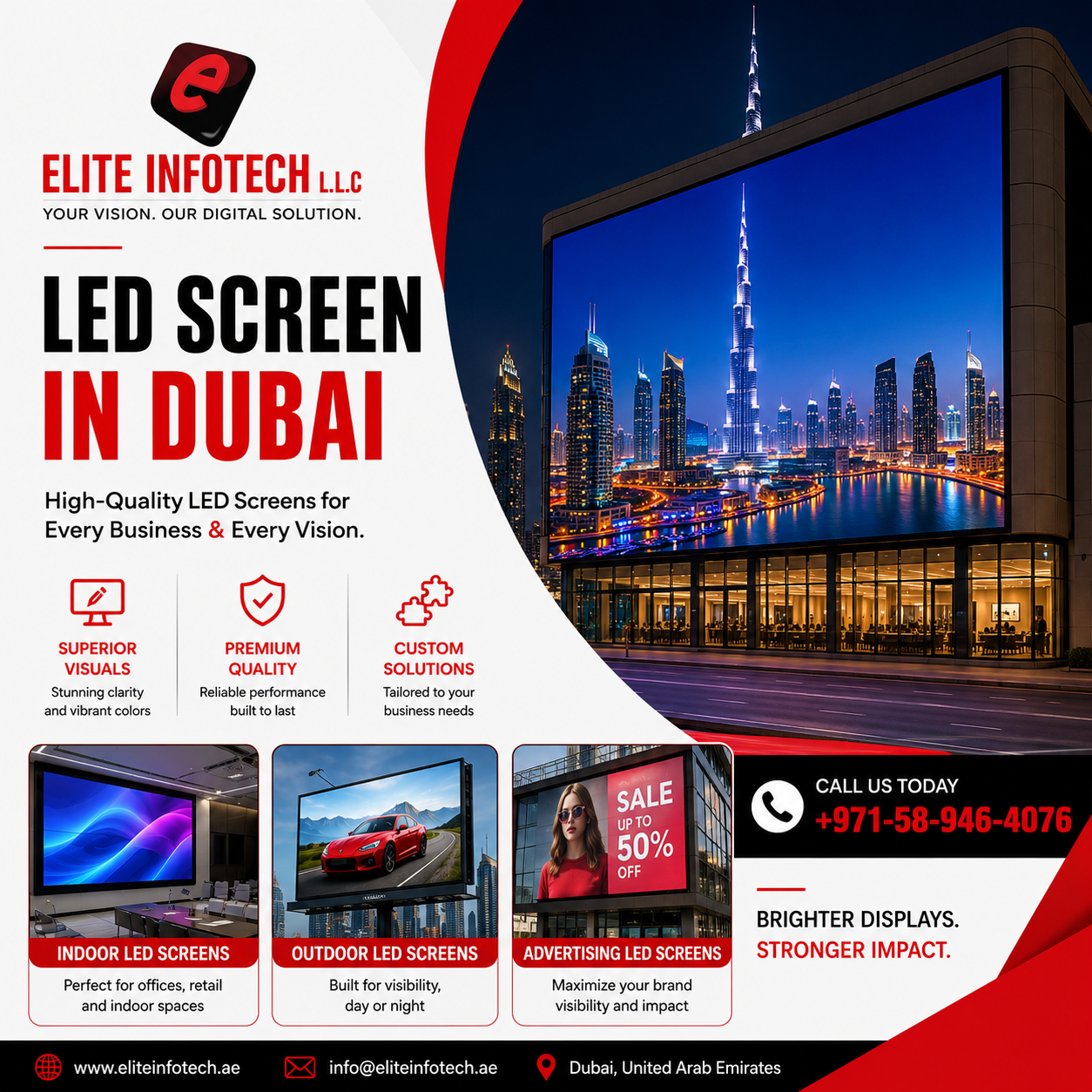  Indoor & Outdoor LED Screen in Dubai Available Now