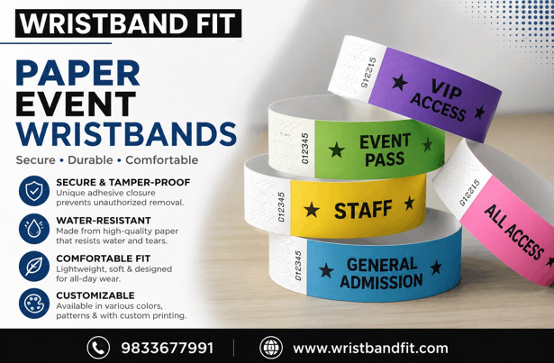  Tyvek Paper Event Wristbands for Events and Parties
