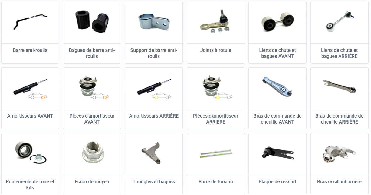  Pièces de Suspension et d’Essieu Porsche