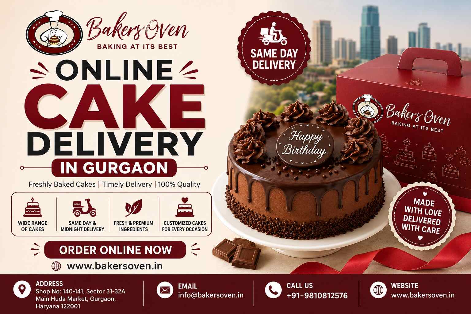  Order Online Cake Delivery in Gurgaon from Bakers Oven Today