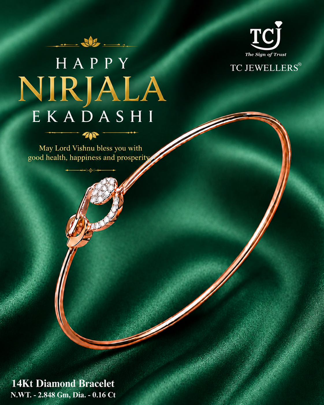  14Kt Diamond Bracelet - Rose Gold