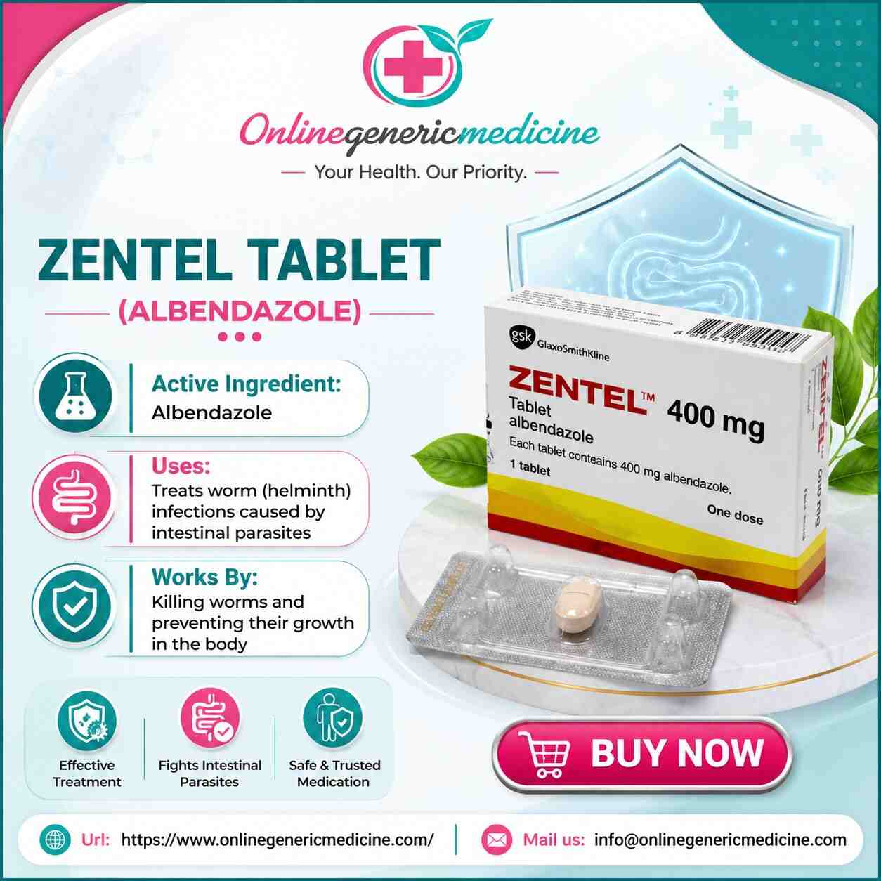  Zentel Tablet for Deworming Treatment Support - Online Generic Medicine