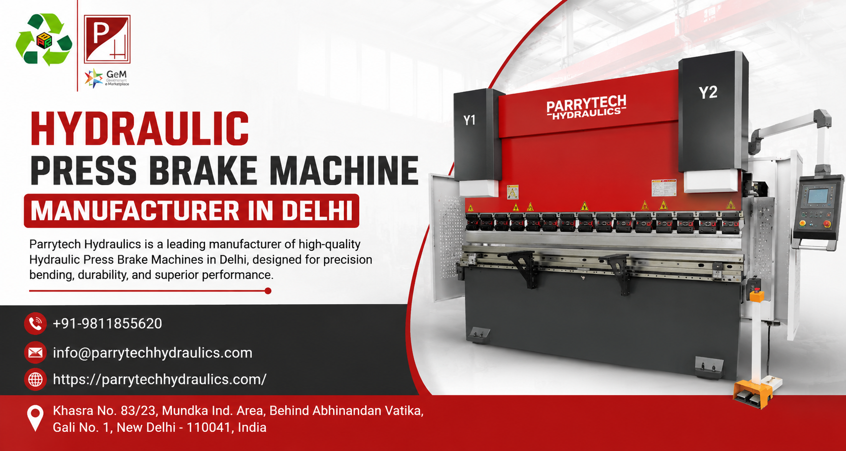  Hydraulic press brake machine manufacturer in Delhi | Parrytech Hydraulics