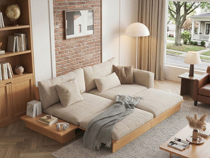  Luxury Modern Solid Wood Sofa Bed – Versatile, Sustainable & Perfect for Small Spaces