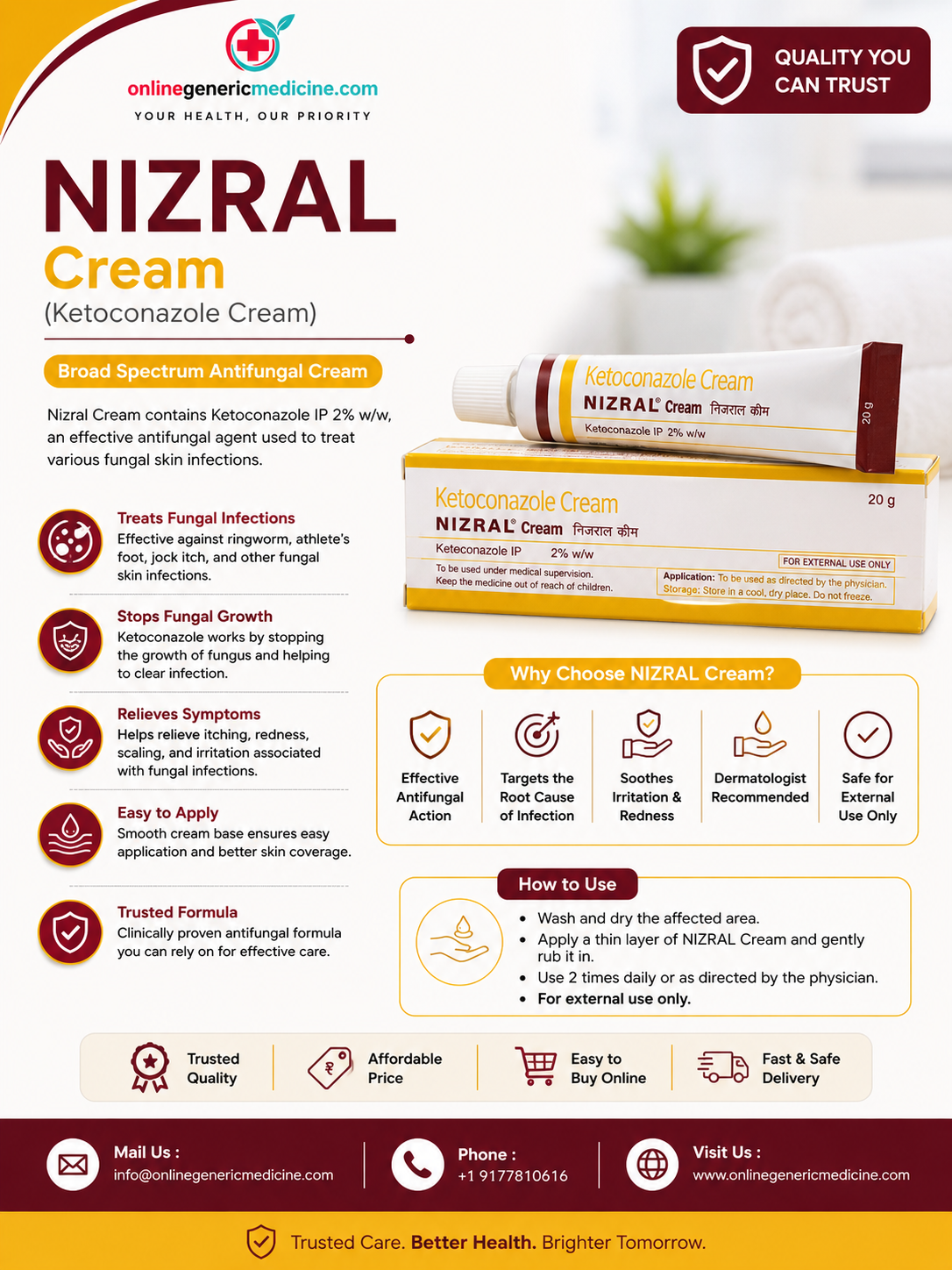  Nizral Cream | Ketoconazole 2 Cream | Onlinegenericmedicin