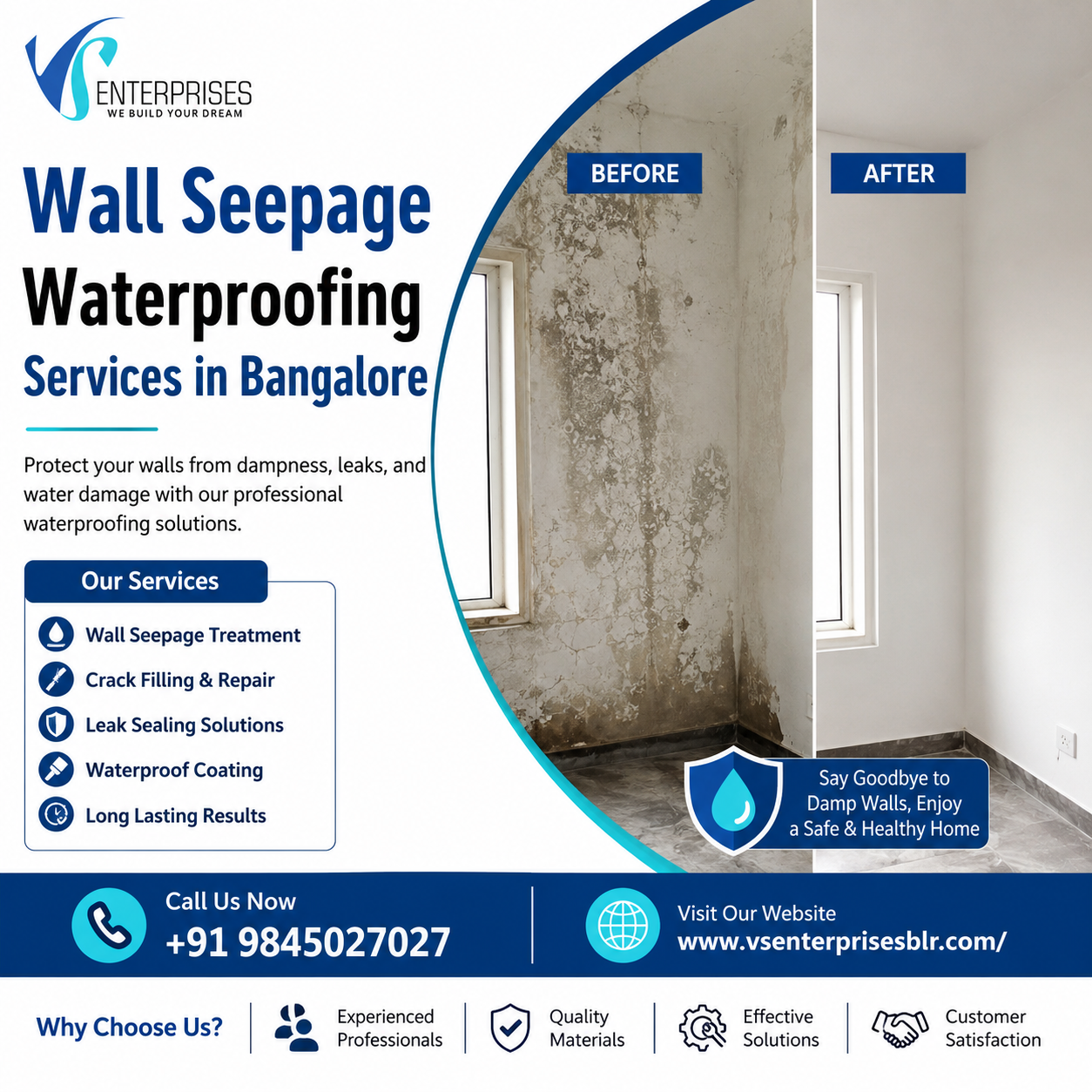  Wall Seepage Waterproofing Services in Bangalore