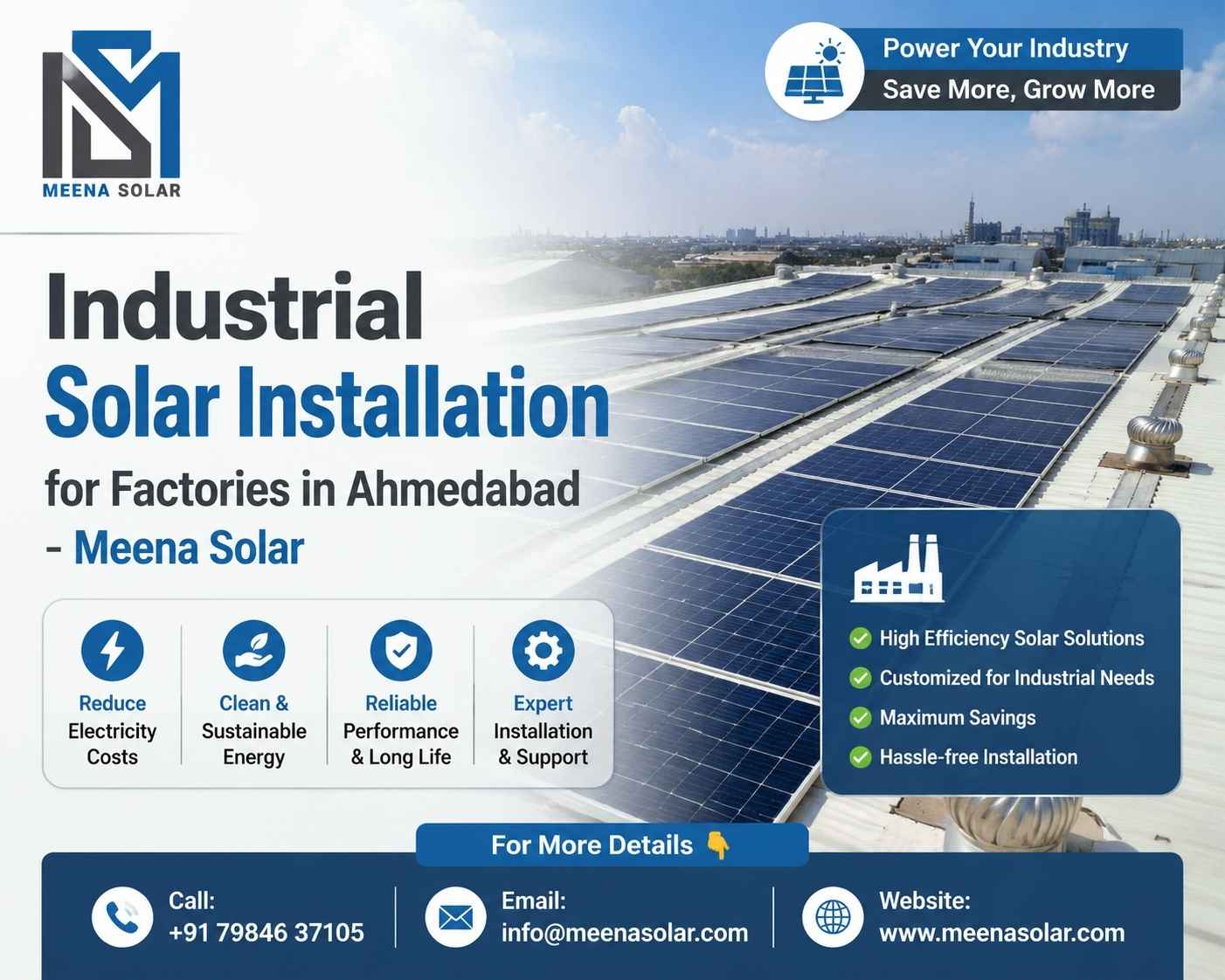  Industrial Solar Installation for Factories in Ahmedabad - Meena Solar