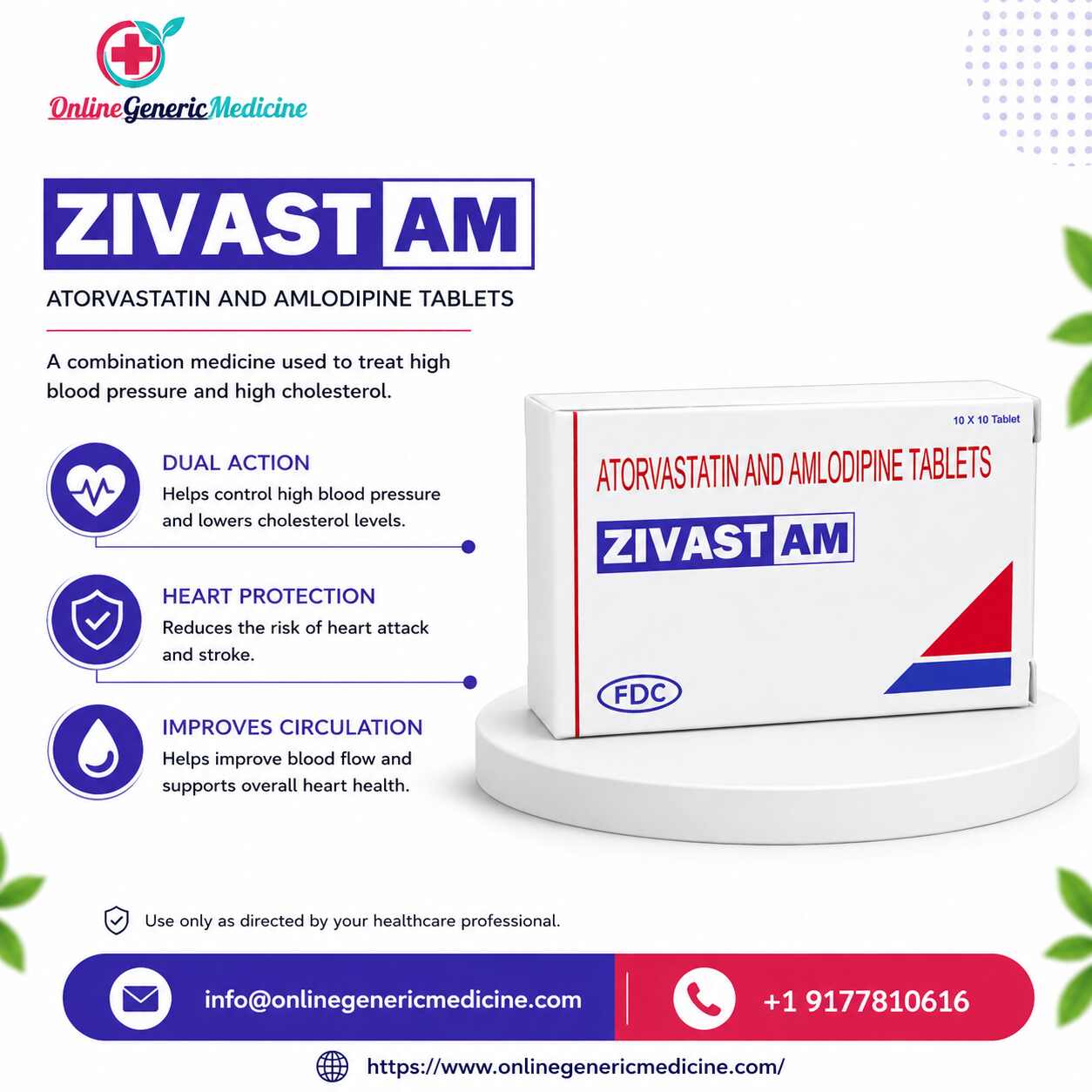  Zivast-AM Tablet (Amlodipine Besilate & Atorvastatin) | OnlineGenericMedicine