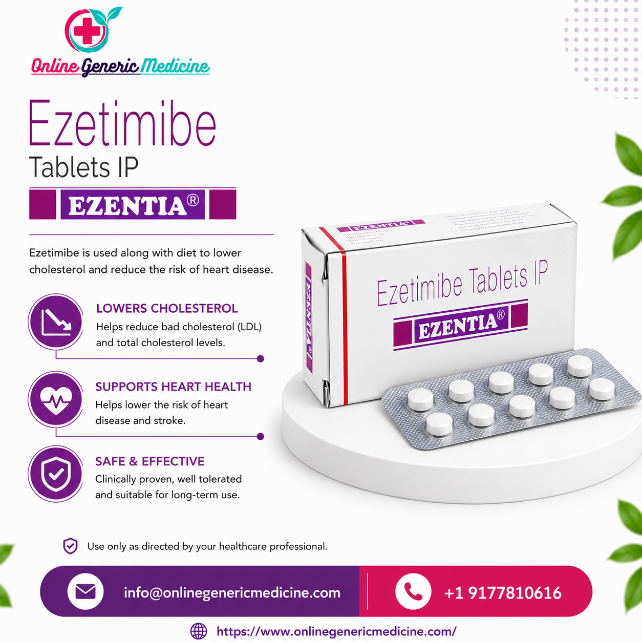  Ezentia Tablet (Ezetimibe) Ezetimibe for lower bad cholesterol by OnlineGenericMedicine