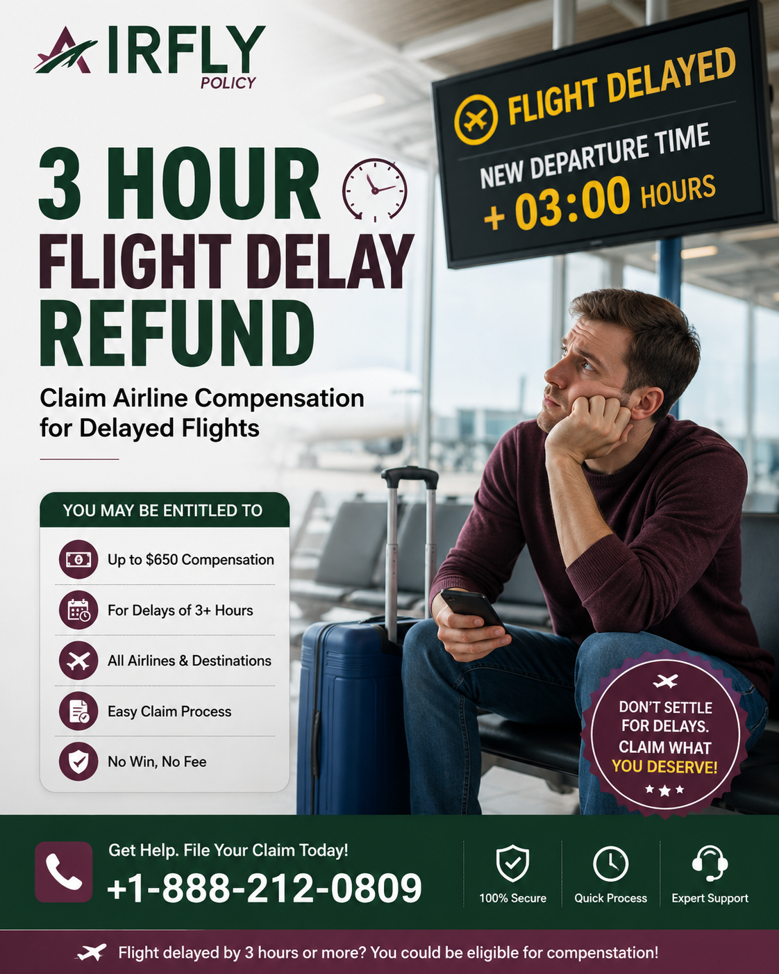 3 Hour Flight Delay Refund – Claim Airline Compensation for Delayed Flights