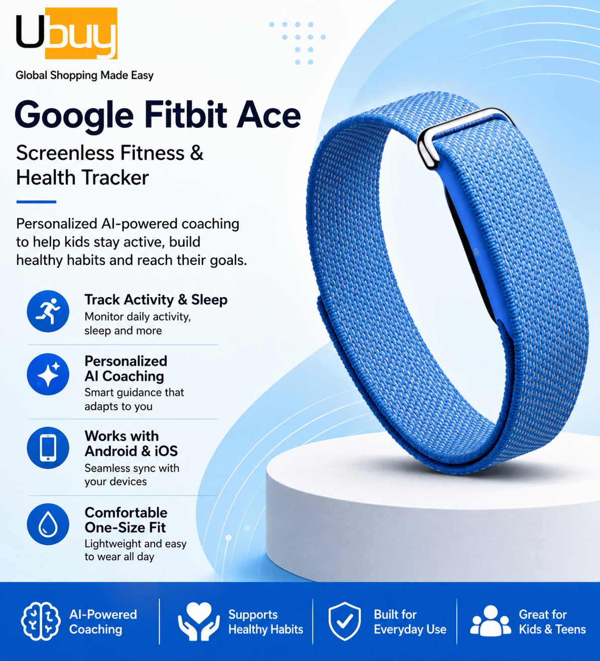  Google Fitbit Air AI Powered Health Tracker for Android and iOS