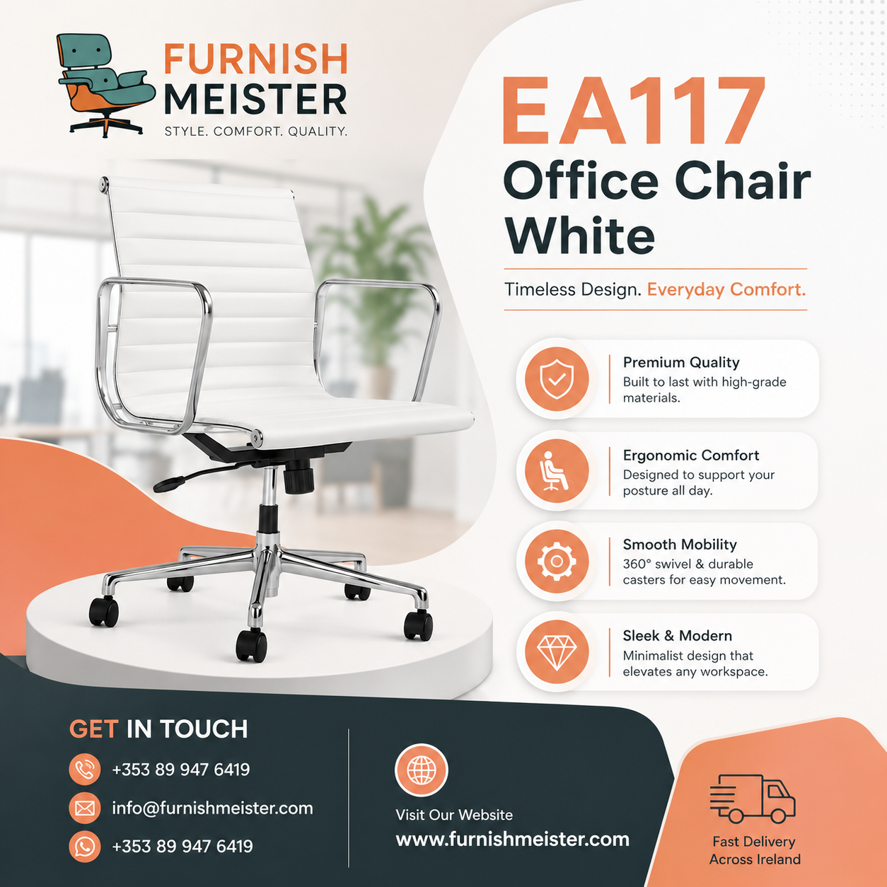  Buy a Premium EA117 White Office Chair at an Affordable Price