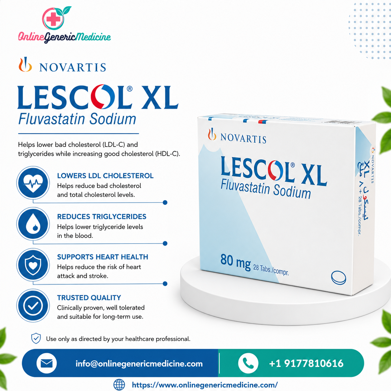  Lescol XL Tablet (Fluvastatin) – Effective Lipid-Lowering Medicine