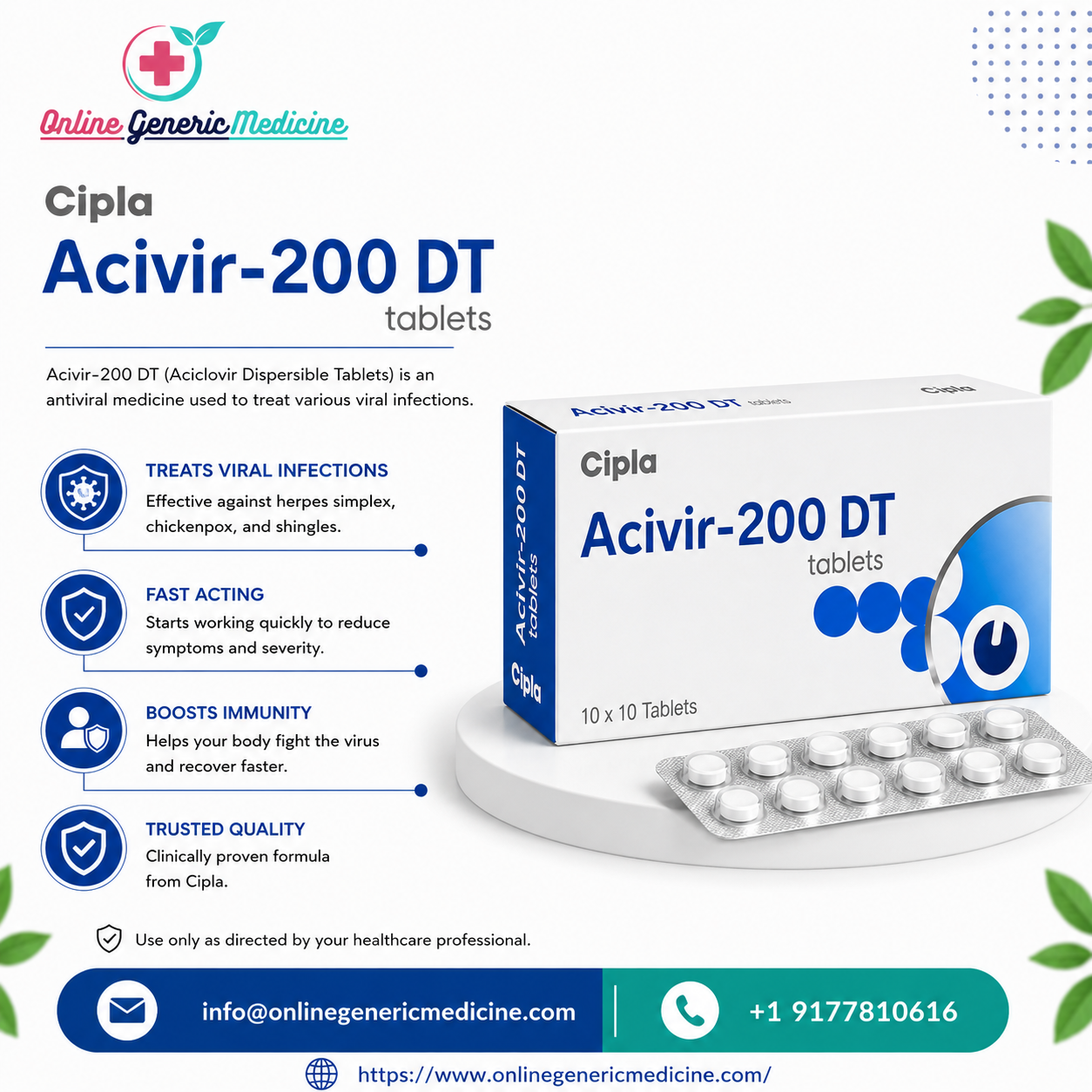  Acivir DT Tablet- Acyclovir Tablets Price, Cost & Zovirax Tablets by OnlineGenericMedicine