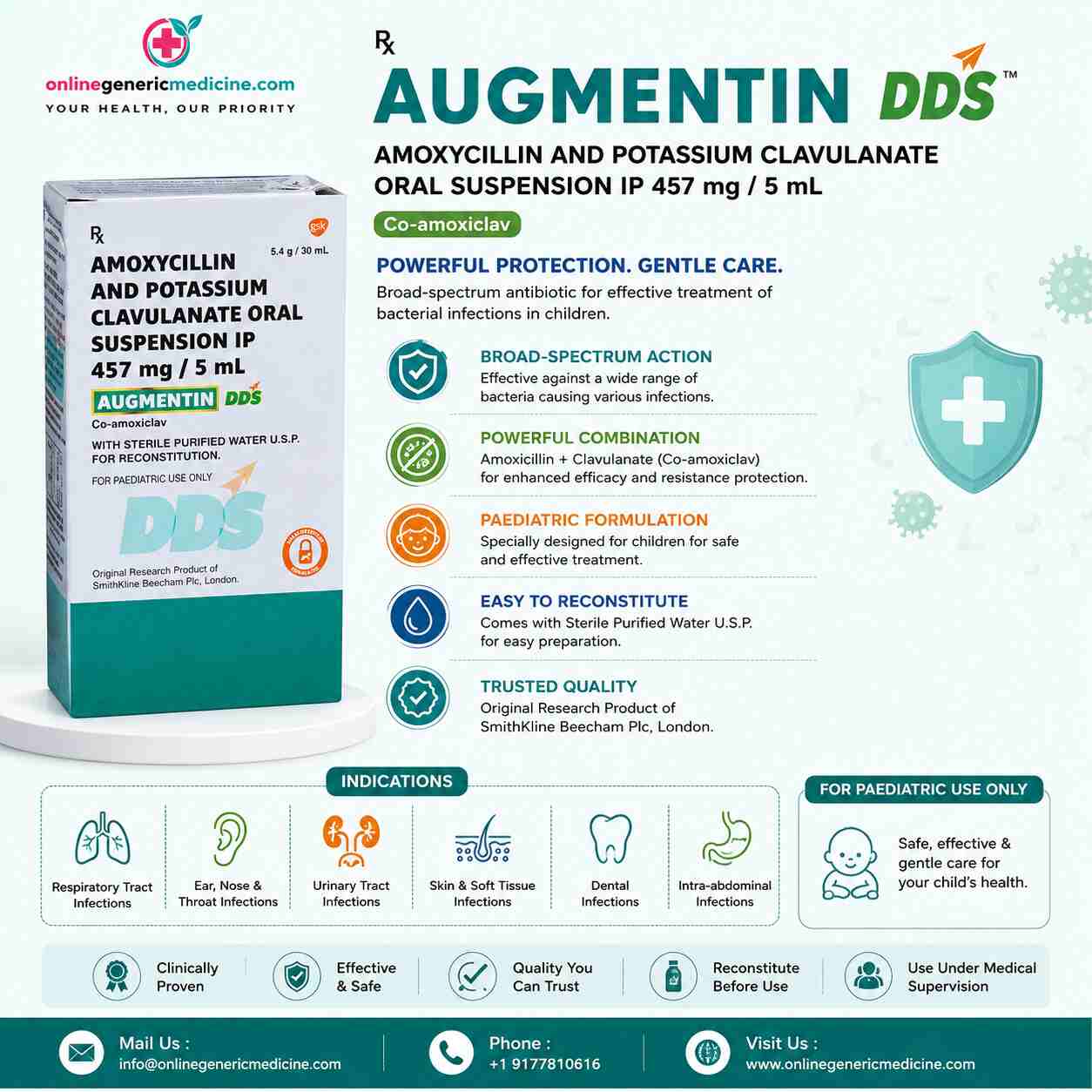  Augmentin DDS Suspension | Amoxicillin + Clavulanic Acid | Onlinegenericmedicine