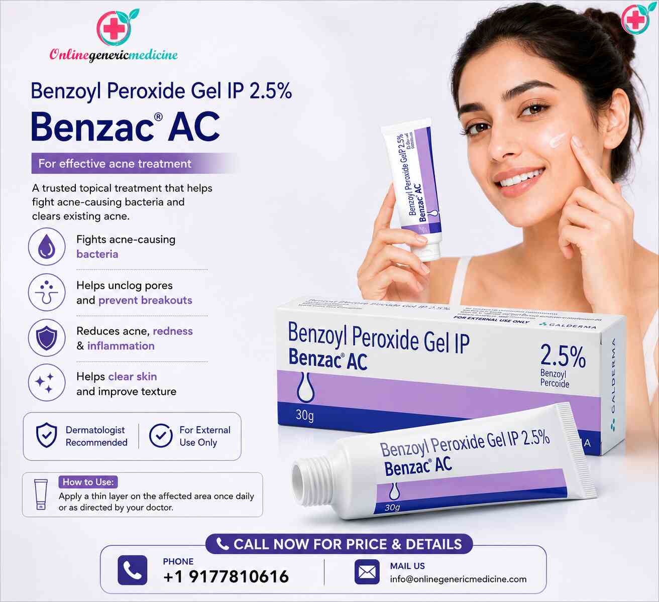  Benzac AC Gel (Benzoyl Peroxide) | For Skin Acne Treatment