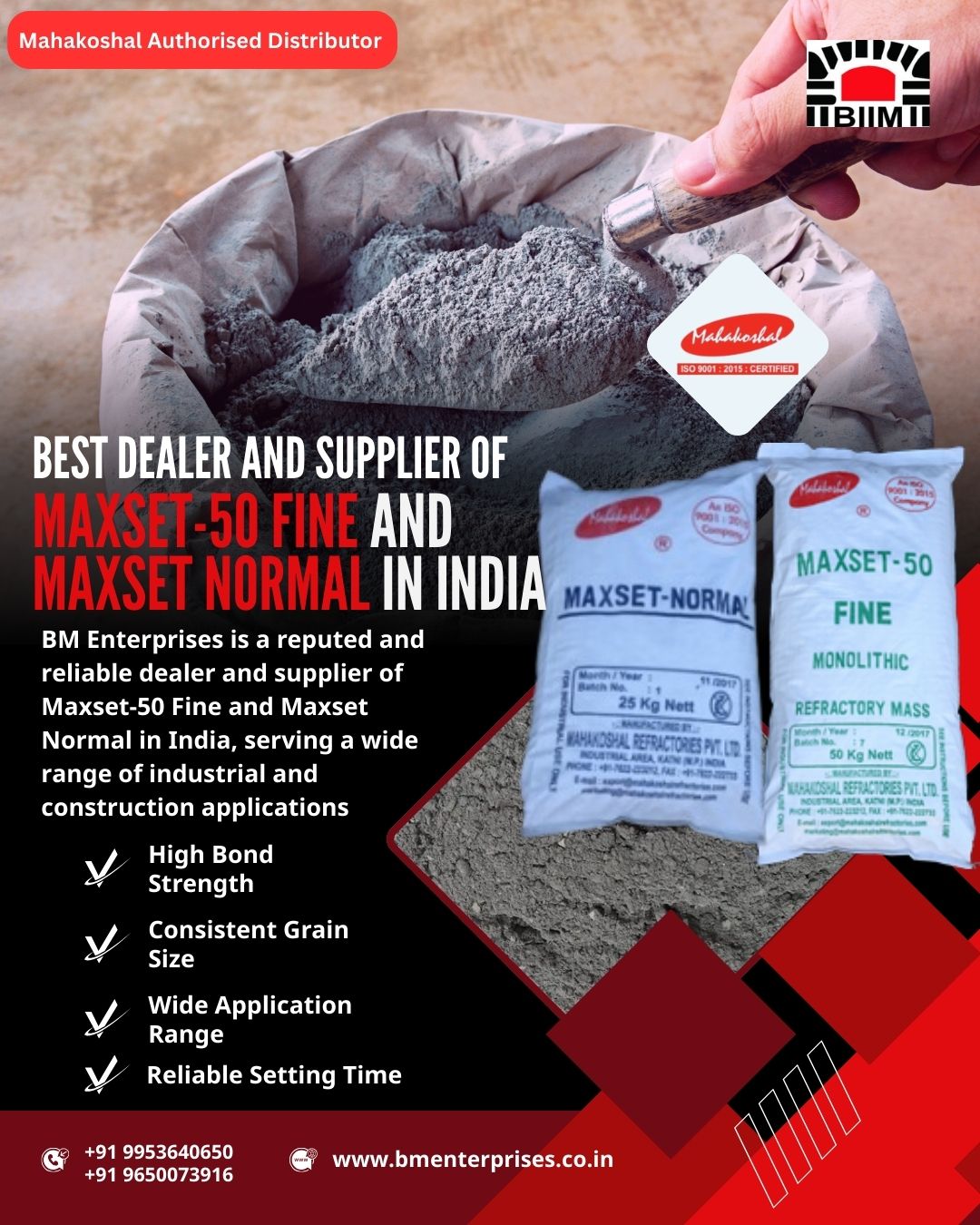  Maxset 50 Fine and Maxset 50 Normal High Temperature Mortar
