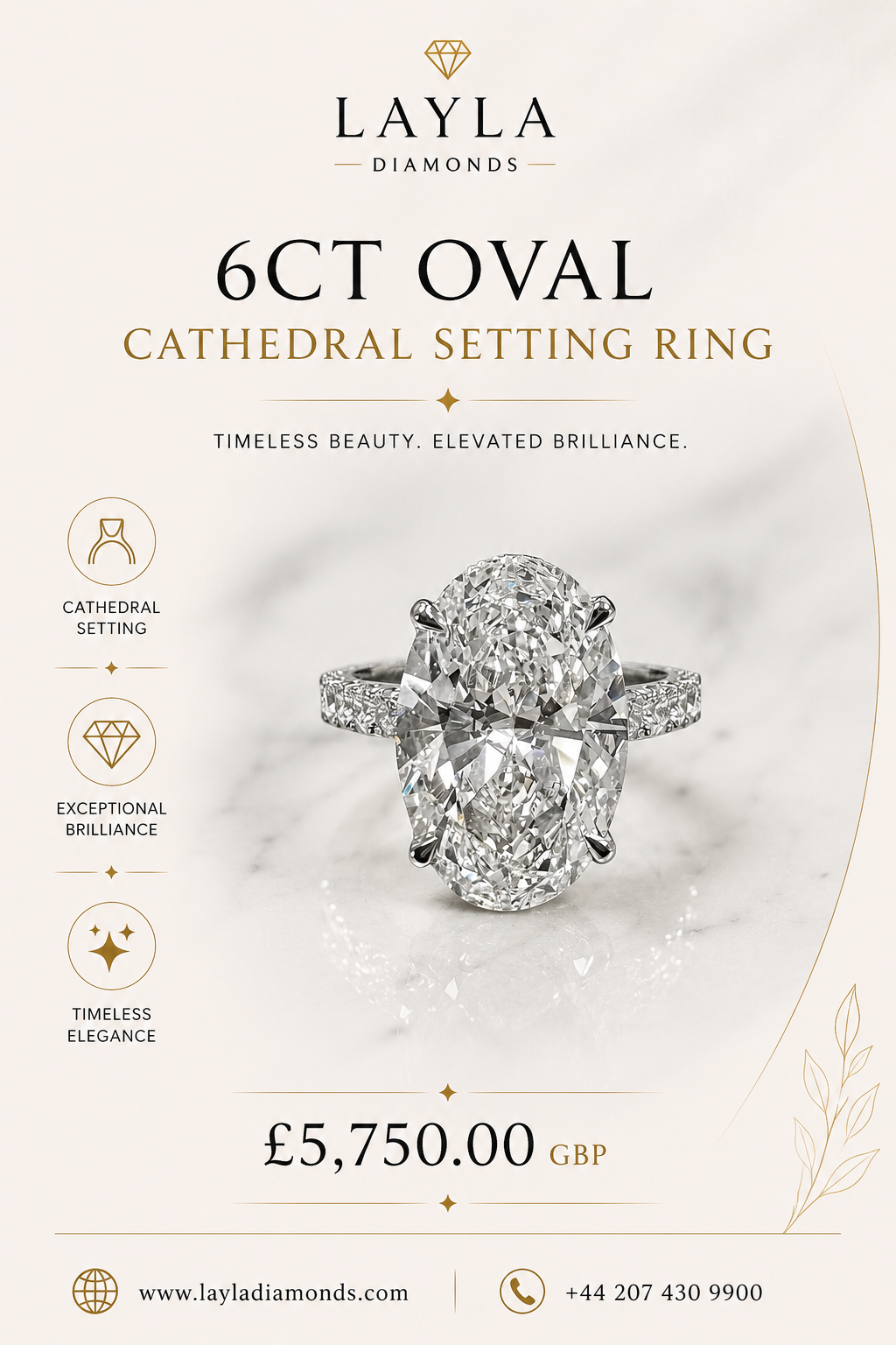  6ct Oval Cathedral Setting Ring: Crafted for Forever | Layla Diamonds