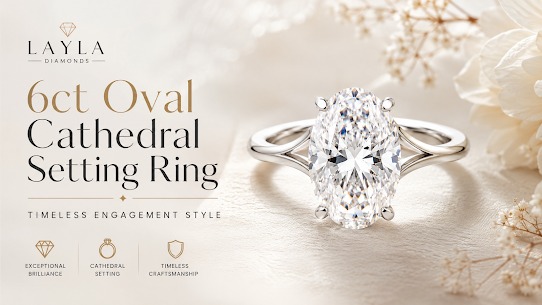 Elegant Cathedral Setting Ring with Exceptional Brilliance