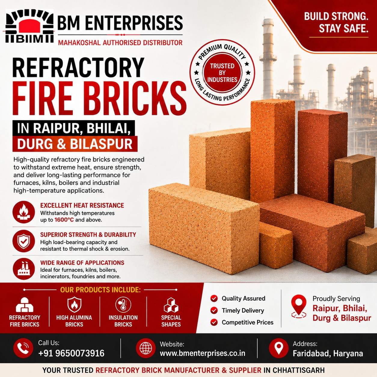  Refractory Fire Bricks in Raipur, Bhilai, Durg & Bilaspur – BM Enterprises