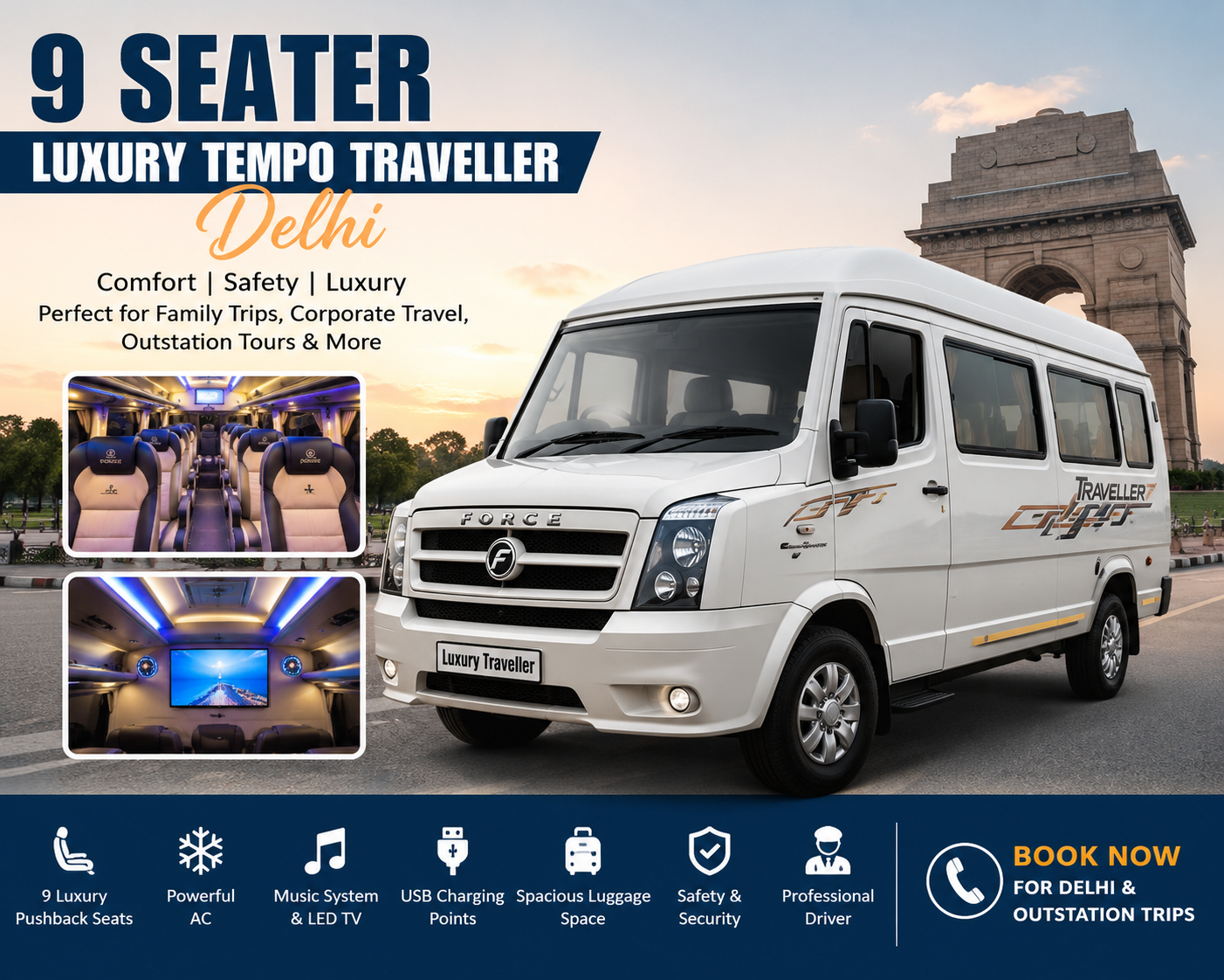  12 Seater Tempo Traveller in Delhi | Monarch Travel Services