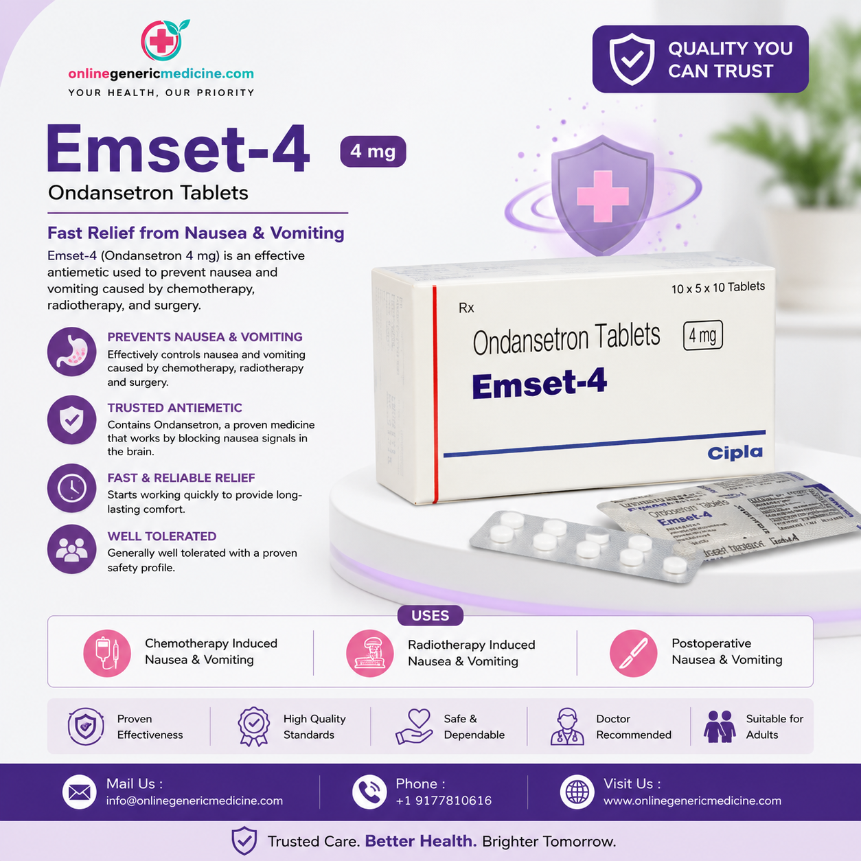  Emeset Tablets | Ondansetron Tablet | Onlinegenricmedicine