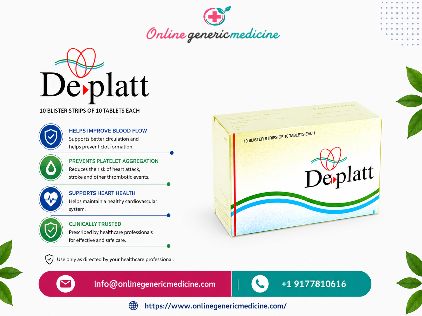  Deplatt Tablets(Clopidogrel) – Antiplatelet Medicine for Heart & Stroke