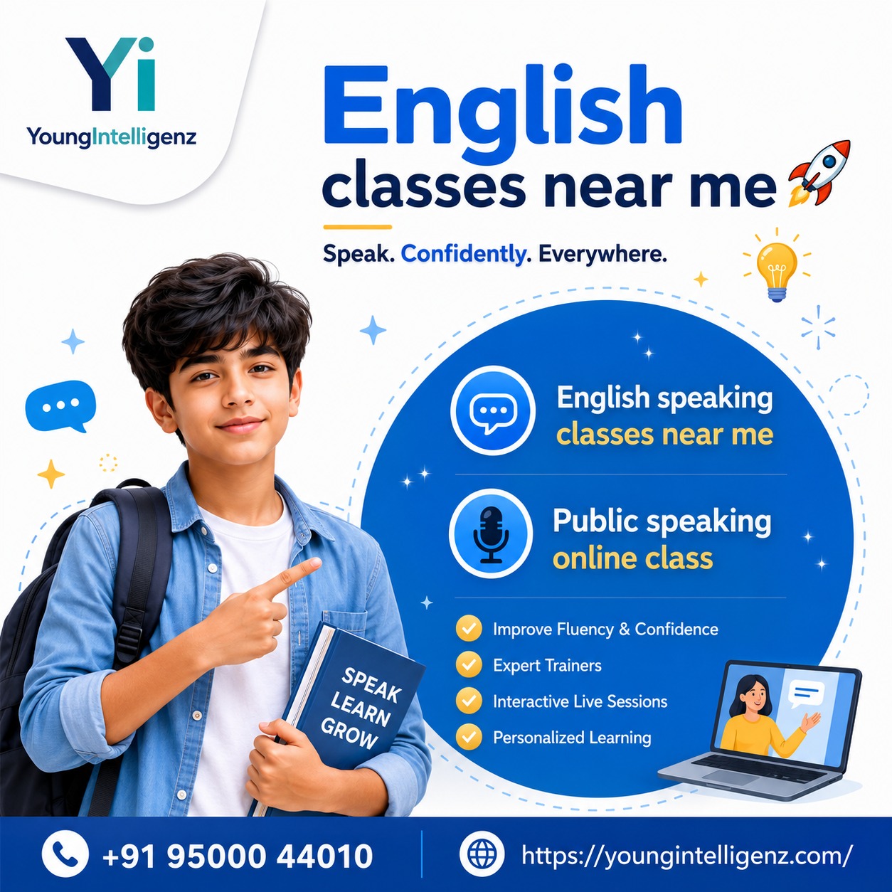  English Classes Near Me – Improve Your Spoken English with Young Intelligenz