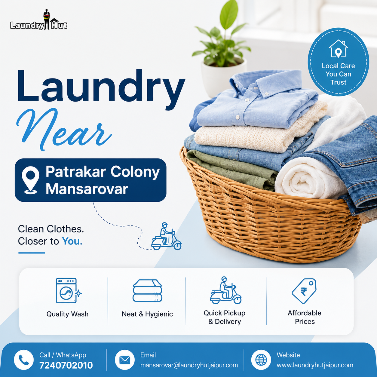  Laundry Near Patrakar Colony Mansarovar – Convenient & Reliable Laundry Solutions