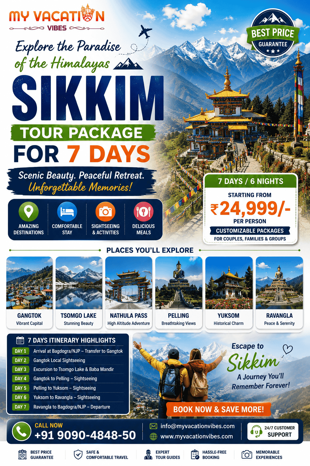  7 Days Sikkim Holiday Package +91 9090-4848-50