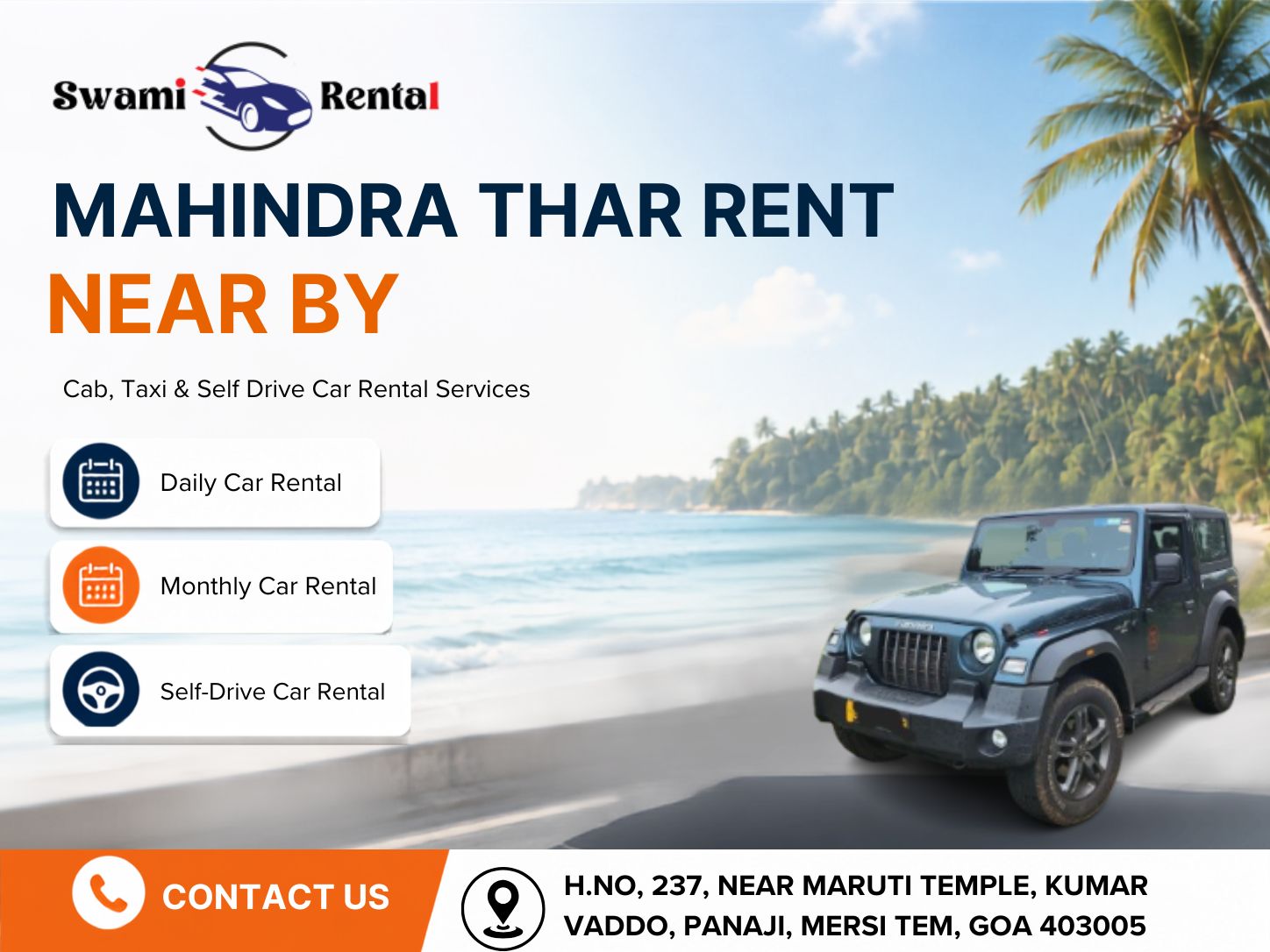  Mahindra Thar Rent Near Bay 24/7