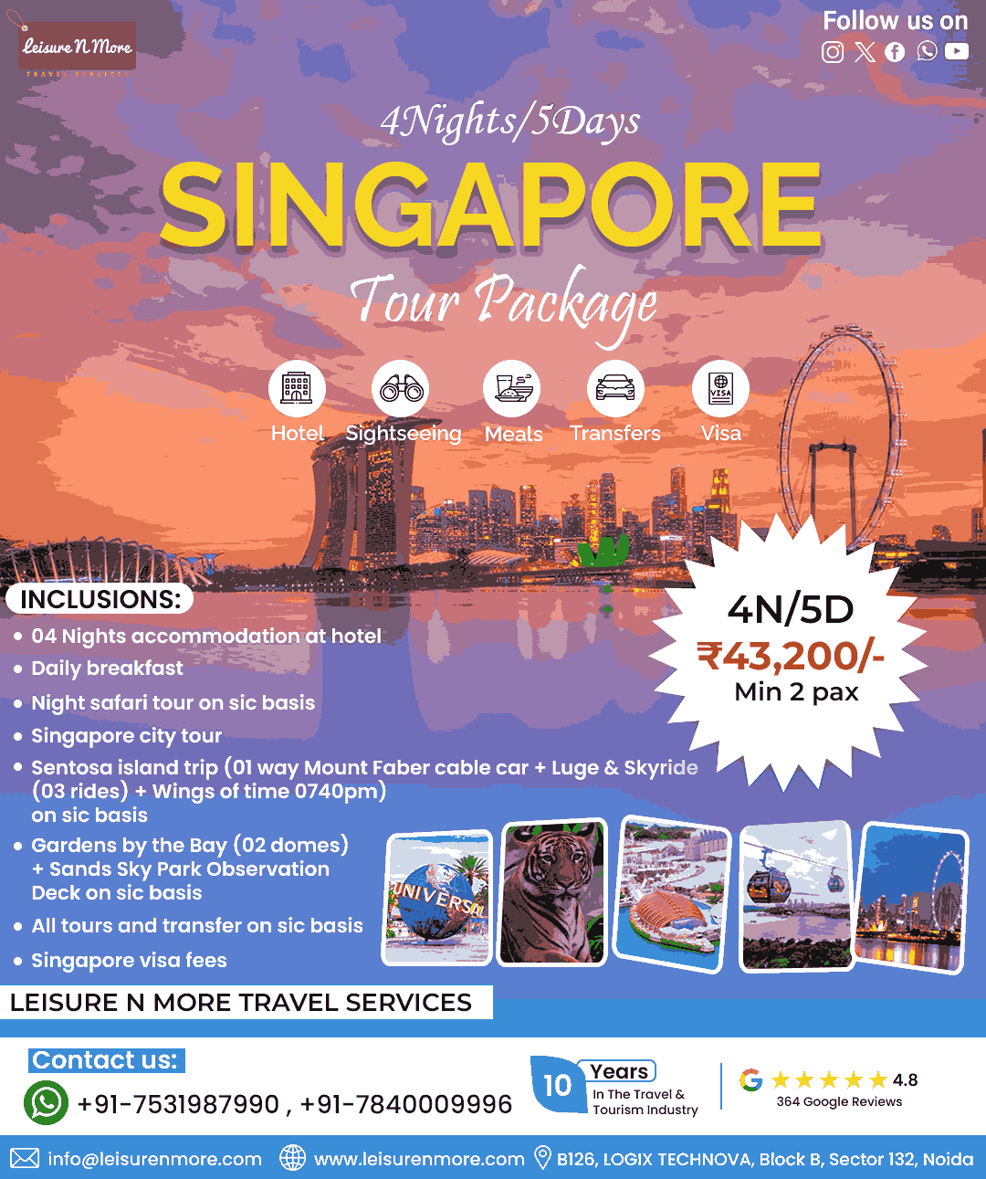  Singapore 4nights & 5days tour package