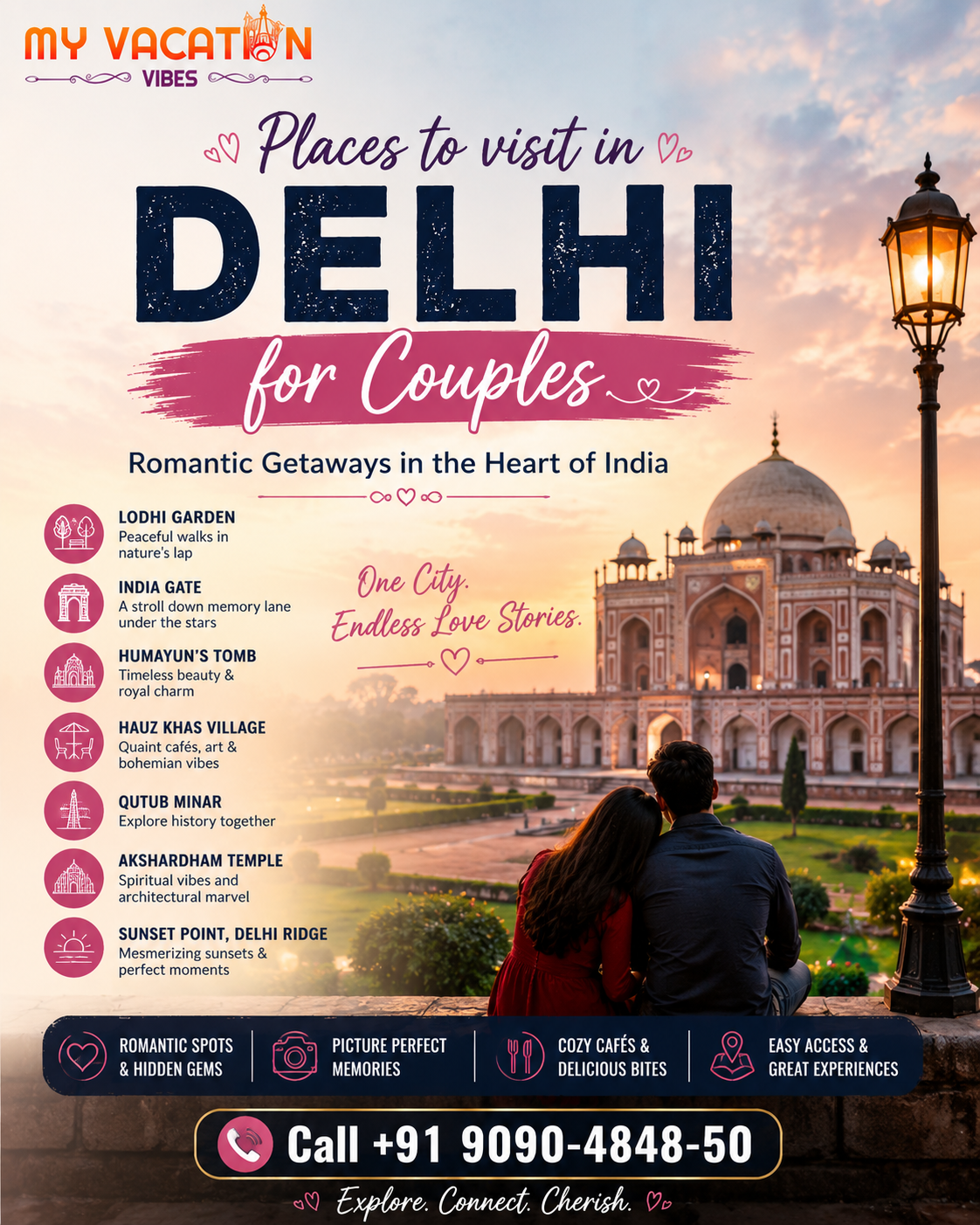  Places to Visit in Delhi for Couples – Save More Today +91 9090-4848-50