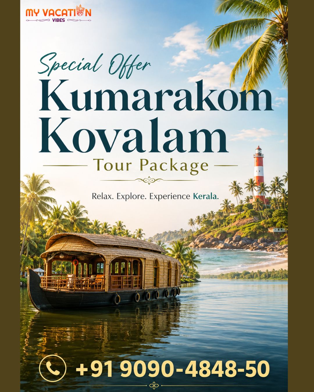  Special Offer Kumarakom Kovalam Tour Package +91 9090-4848-50